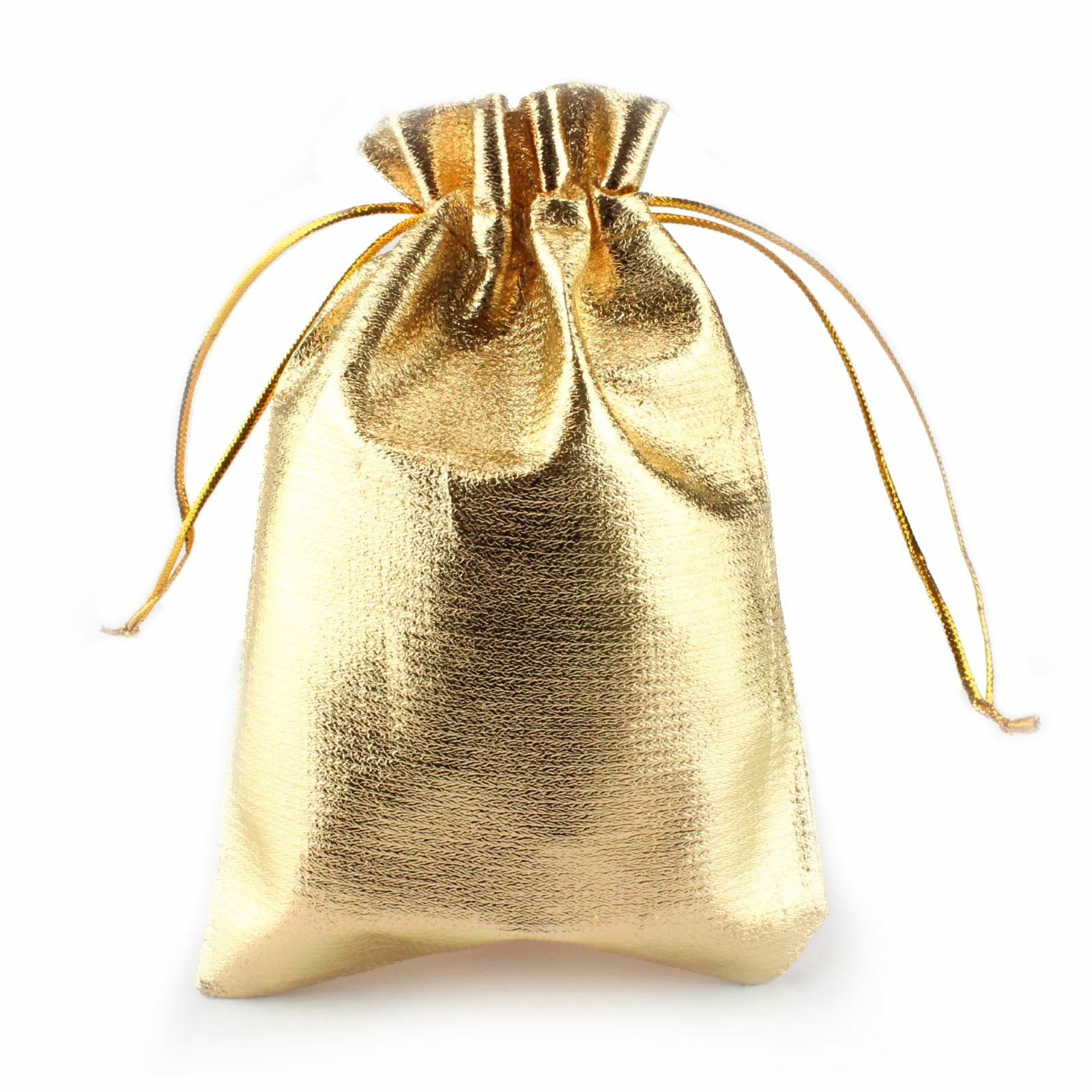 Small Metallic Gold Drawstring Bag