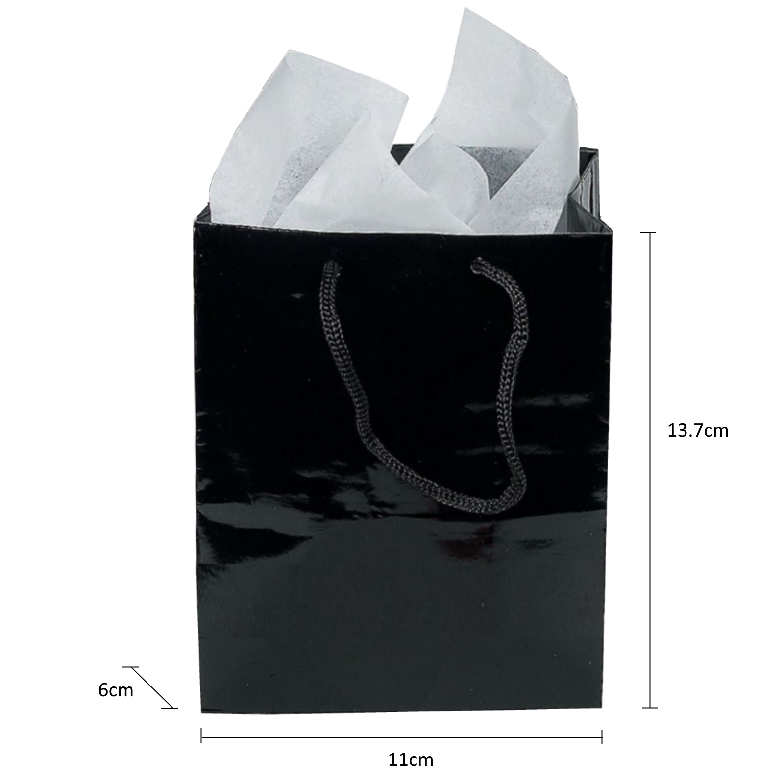 Small Black Paper Gift Bags (Pack of 12) Black Party Supplies