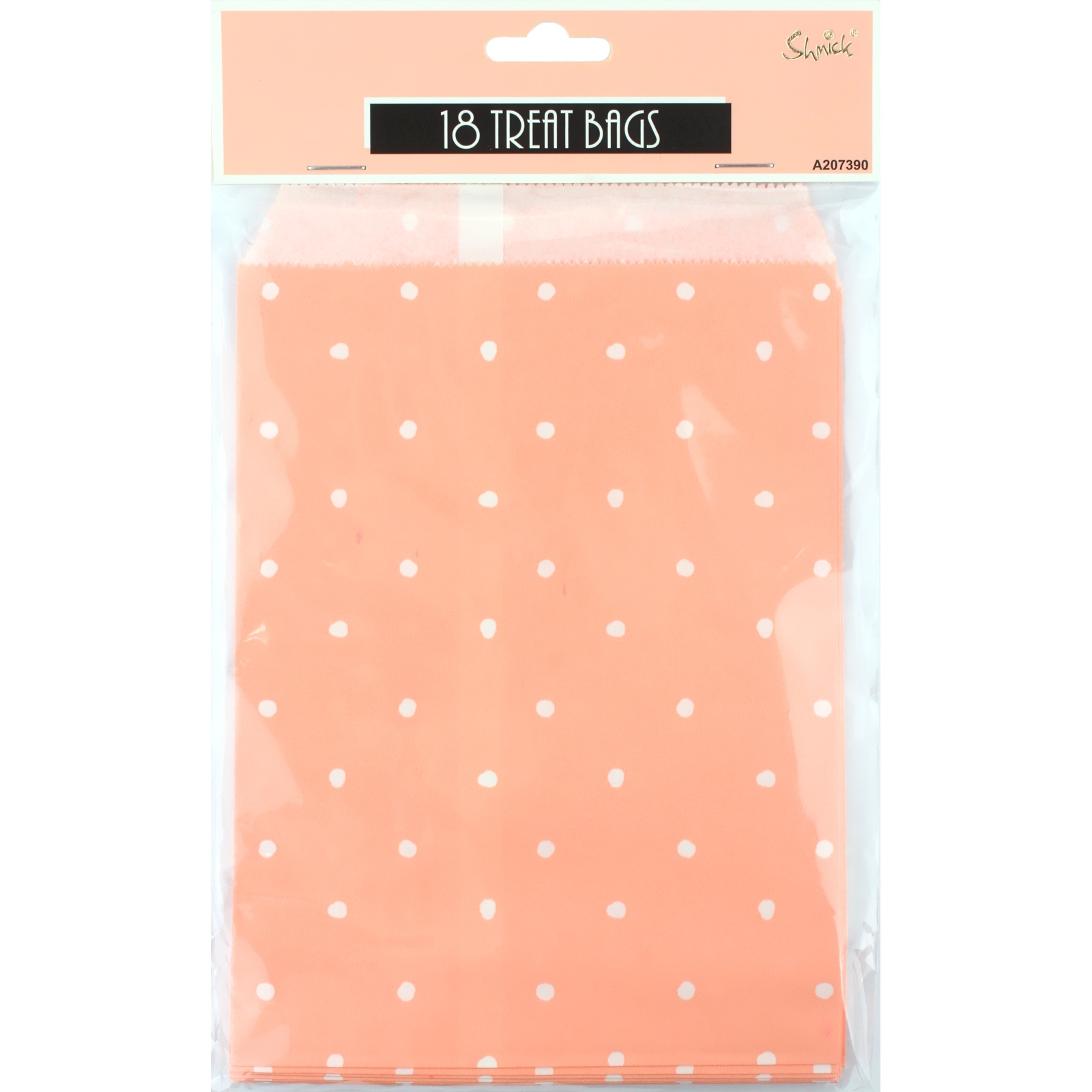 Pastel Coral and White Dot Paper Lolly/Treat Bags (Pack of 18)