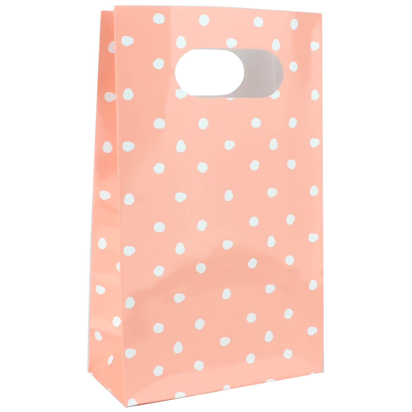 Pastel Coral and White Dot Paper Treat Bags (Pack of 6)