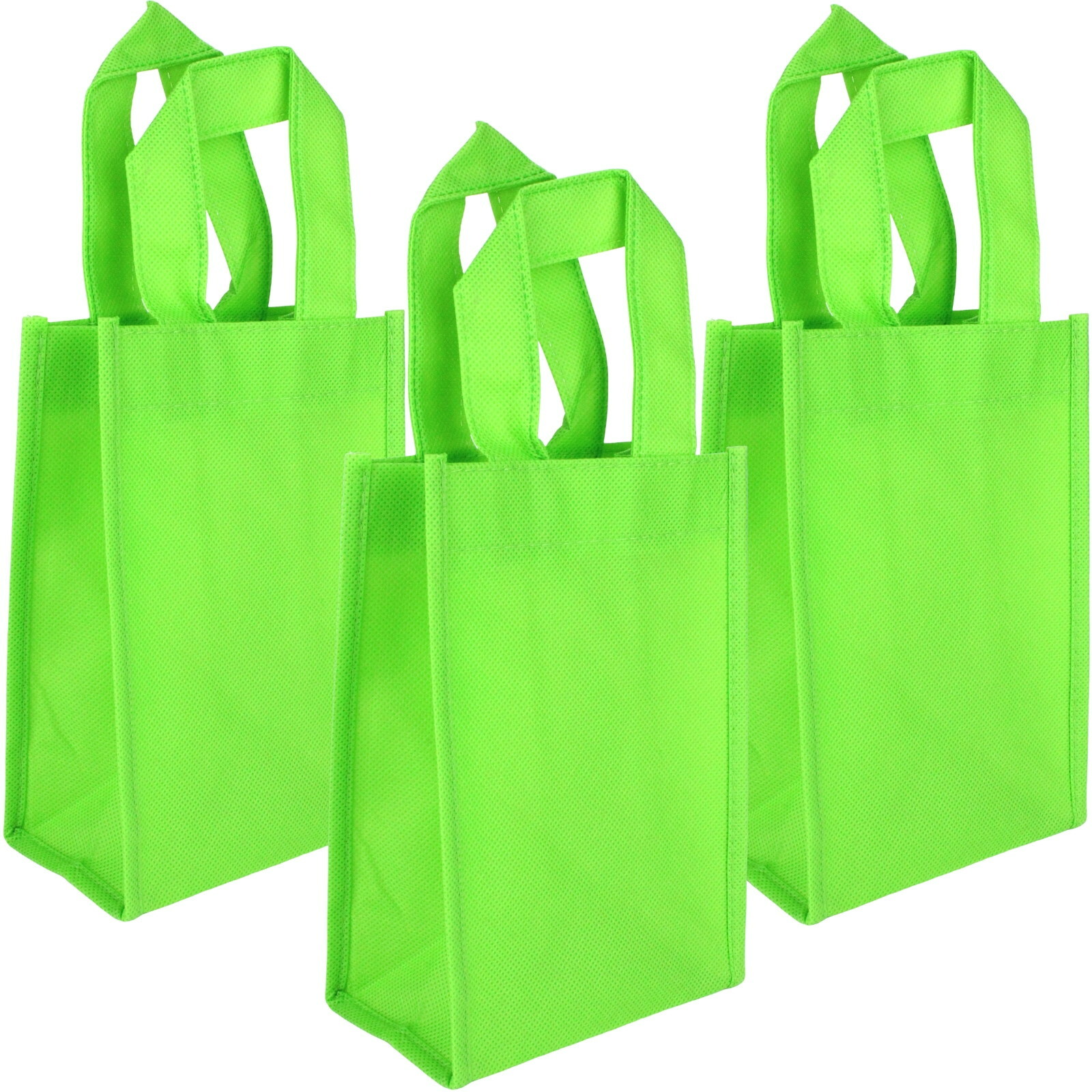 Lime Green Reusable Tote Bags 18cm (Pack of 3)