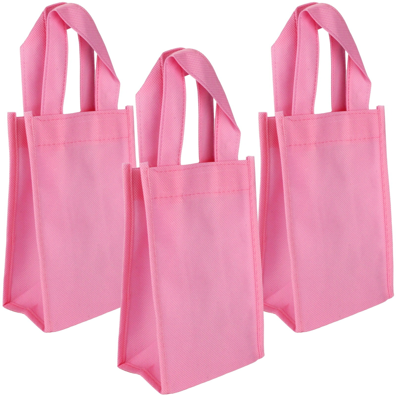 Pink Reusable Tote Bags 18cm (Pack of 3)