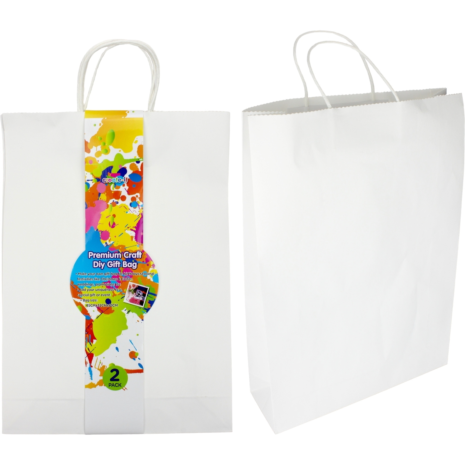 White Paper Gift Bags 45cm (Pack of 2)