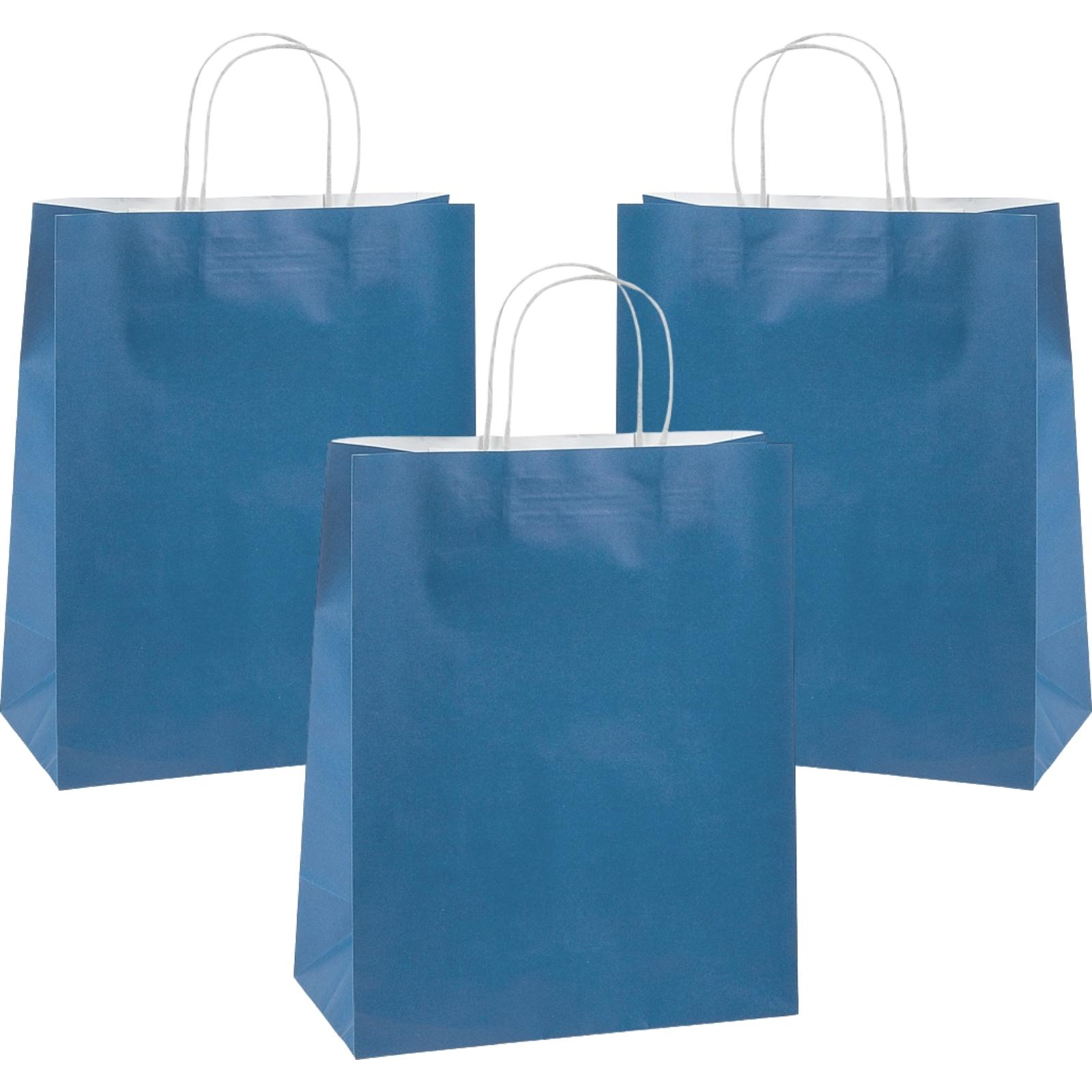 Blue Kraft Paper Gift Bags 33cm (Pack of 12) 