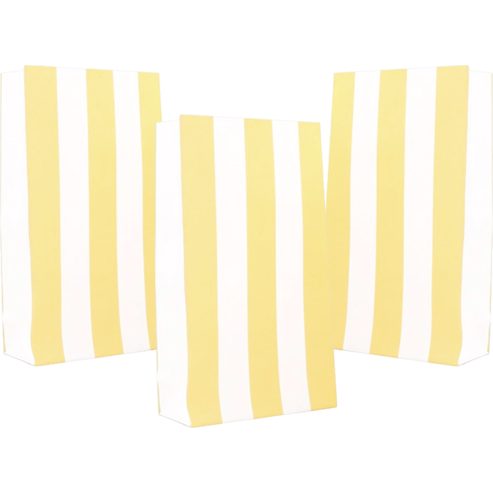 Light Yellow and White Stripe Paper Lolly/Treat Bags (Pack of 6)