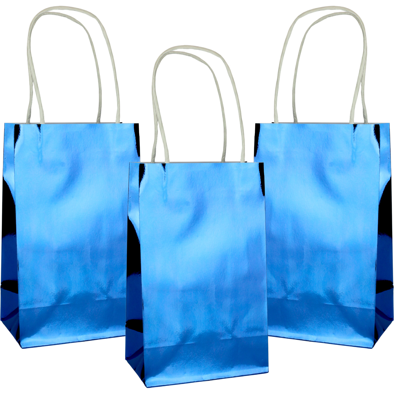 Metallic Blue Paper Gift Bags 21.5cm (Pack of 5)