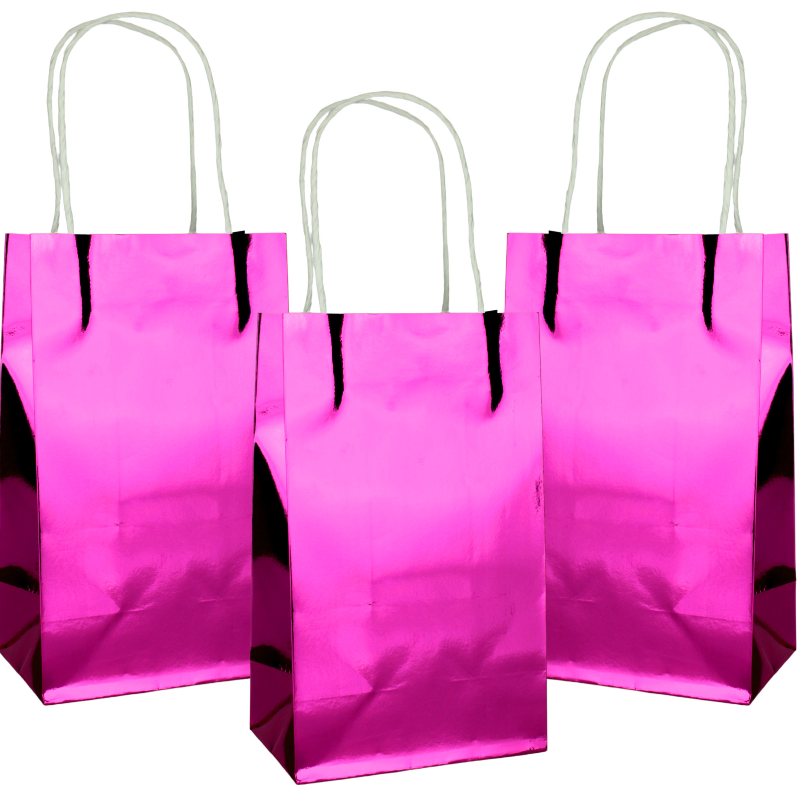 Metallic Hot Pink Paper Gift Bags 21.5cm (Pack of 5)