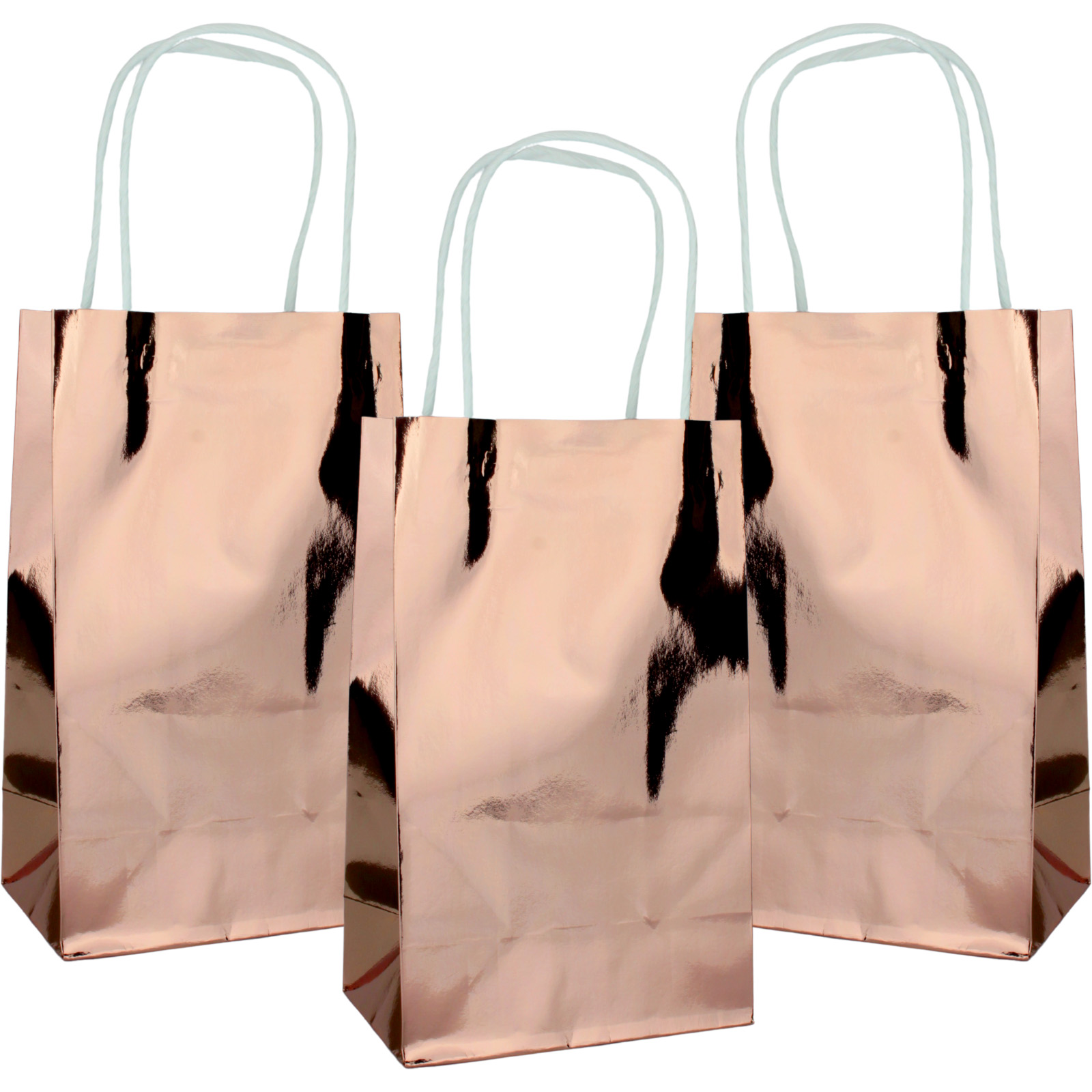 Metallic Rose Gold Paper Gift Bags 21.5cm (Pack of 5)