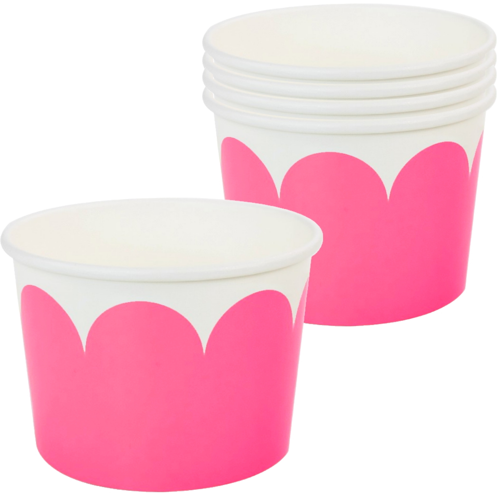 Hot Pink & White Scalloped Snack Cups (Pack of 5)
