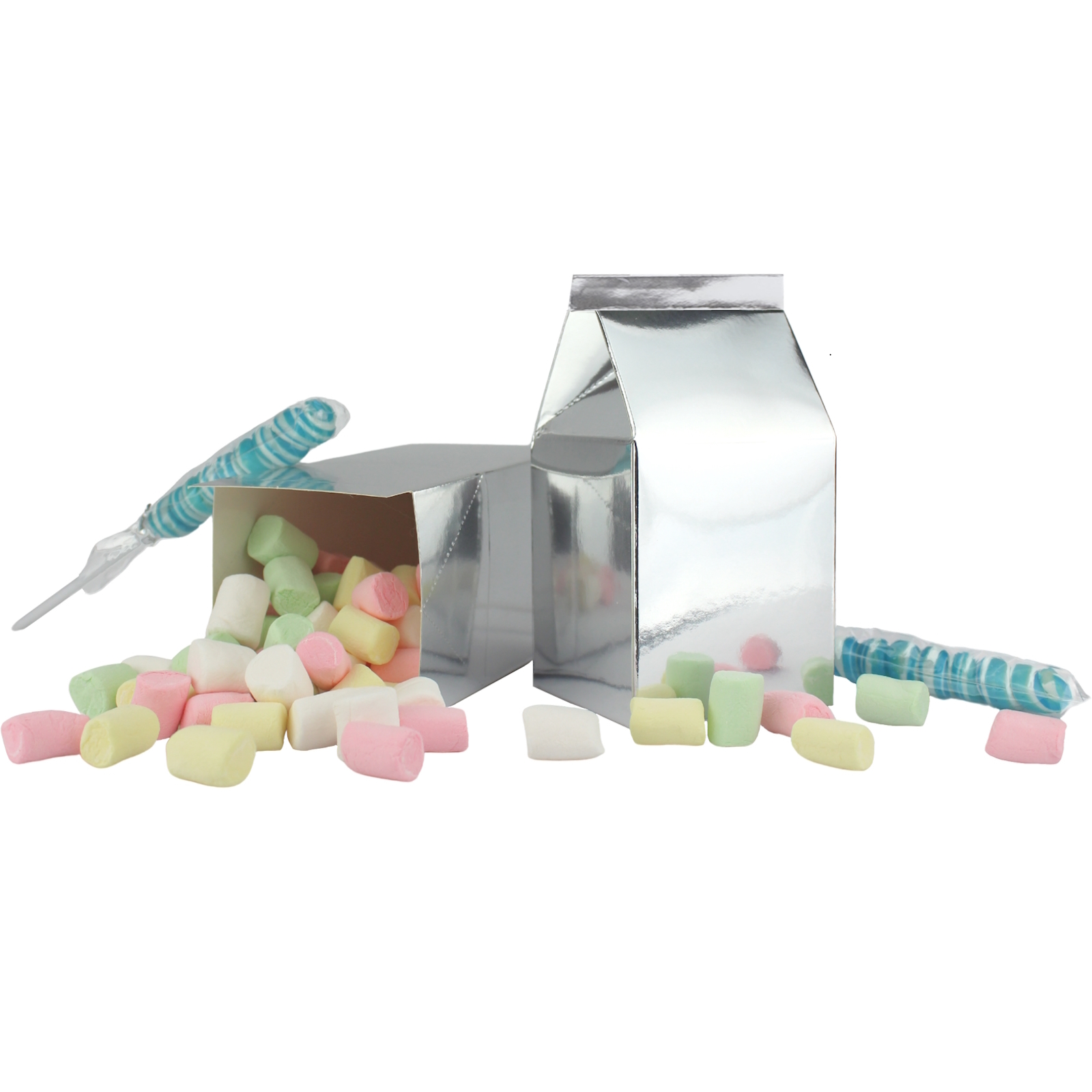 Silver Metallic Milk Boxes (Pack of 10)