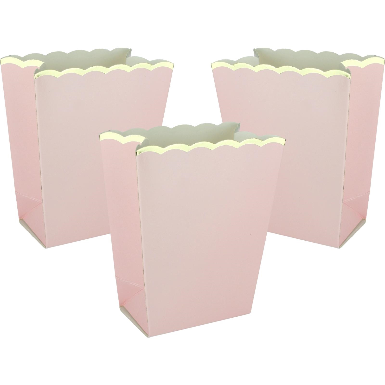 Mini Light Pink & Gold Scalloped Popcorn Boxes (Pack of 6)