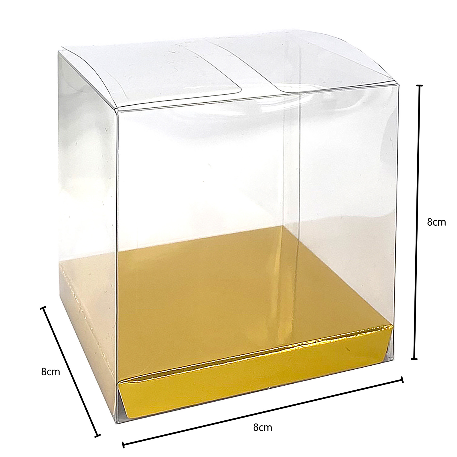 Clear and Gold Square Favour Boxes 8cm (Pack of 10) Gold Party Supplies Coloured Party