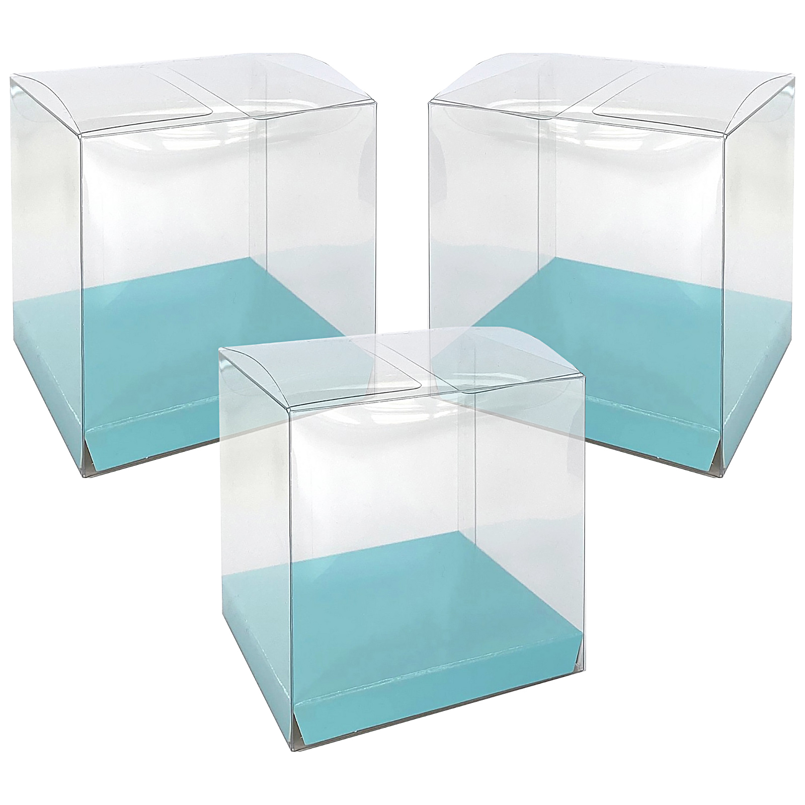 Clear and Pastel Blue Square Favour Boxes 8cm (Pack of 10)