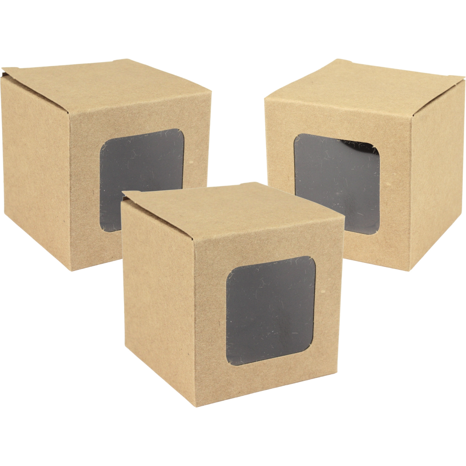 Small Brown Kraft Gift Boxes With Window 6cm (Pack of 12) 