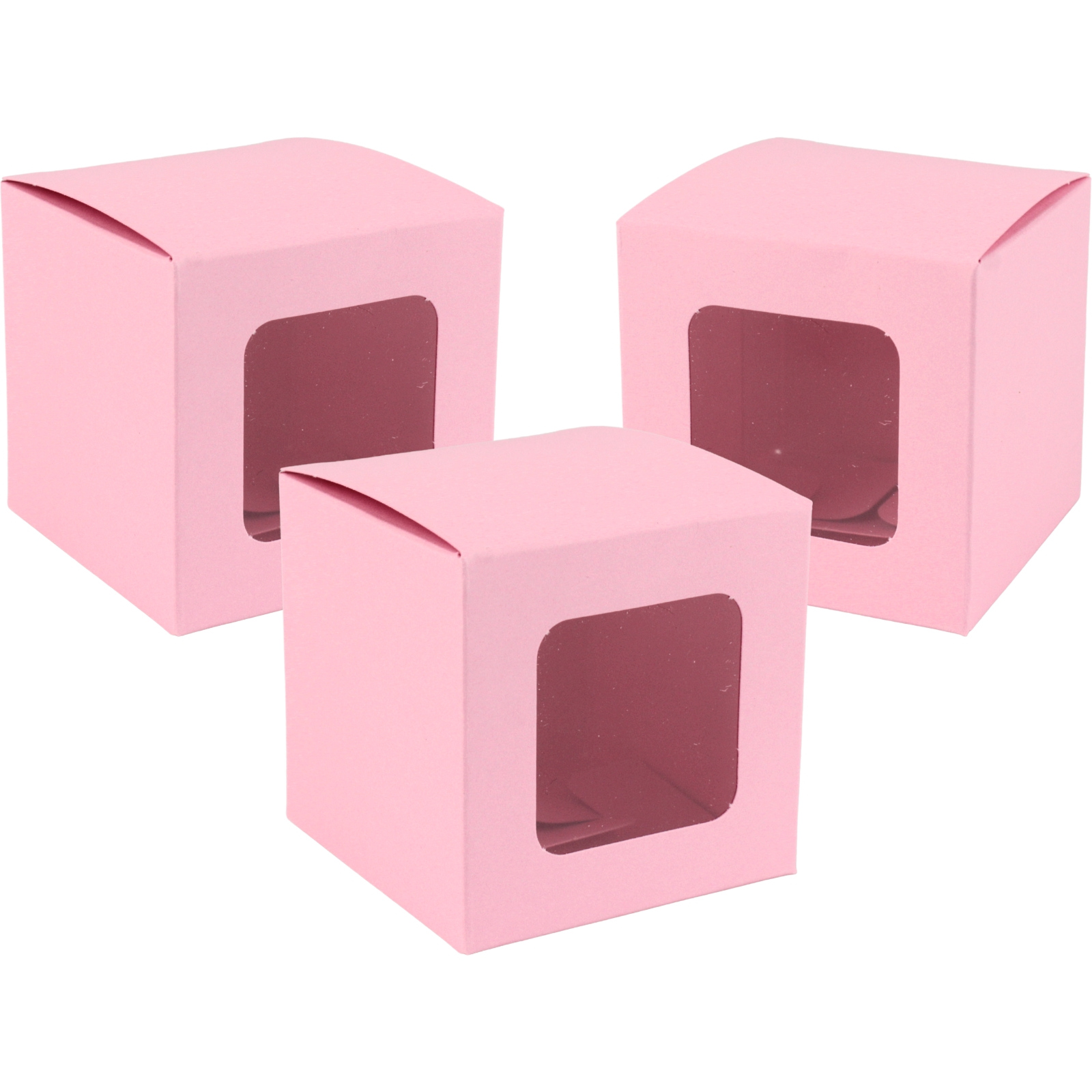 Small Pink Gift Boxes With Window 6cm (Pack of 12)