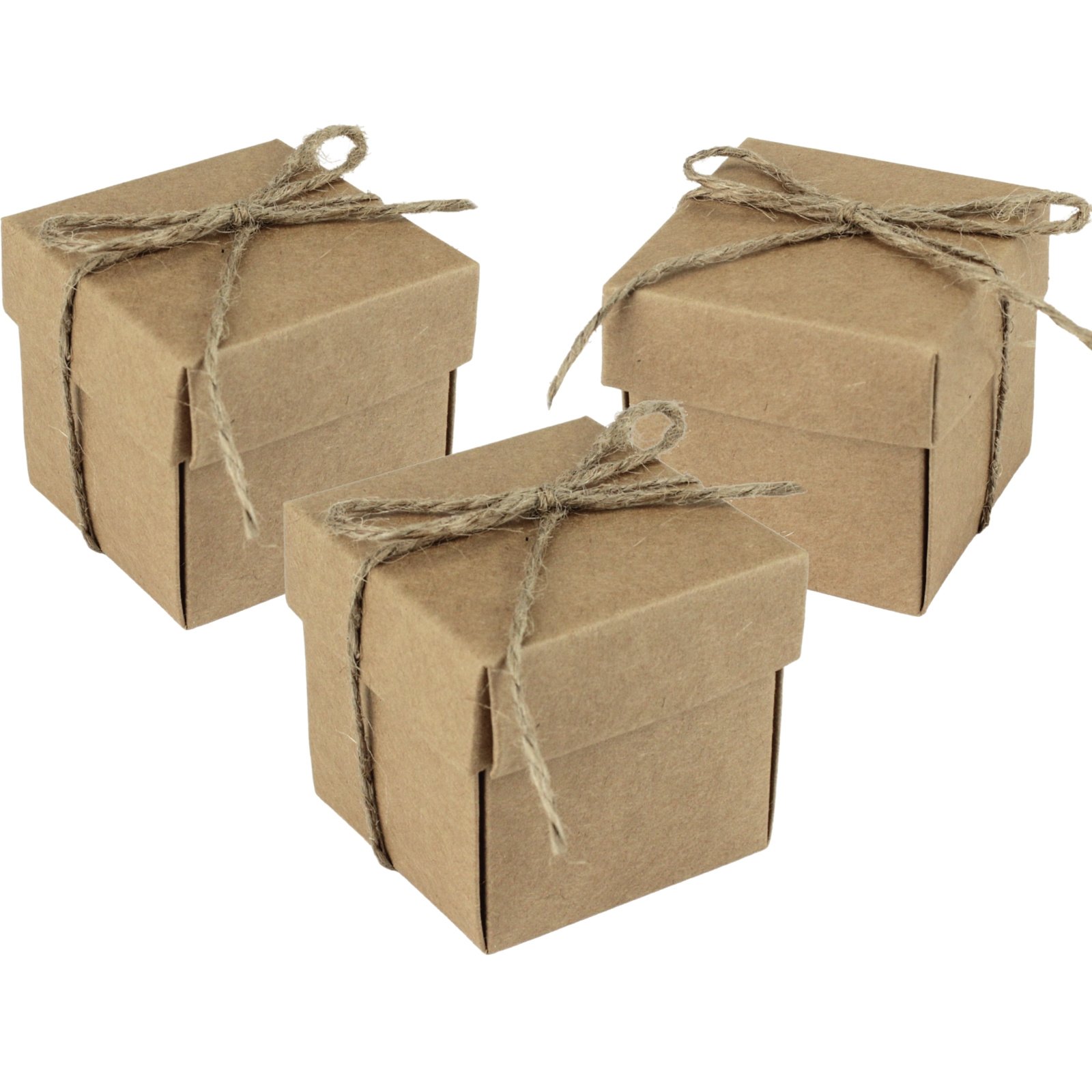 Mini Brown Kraft Gift Boxes With Twine (Pack of 6) 