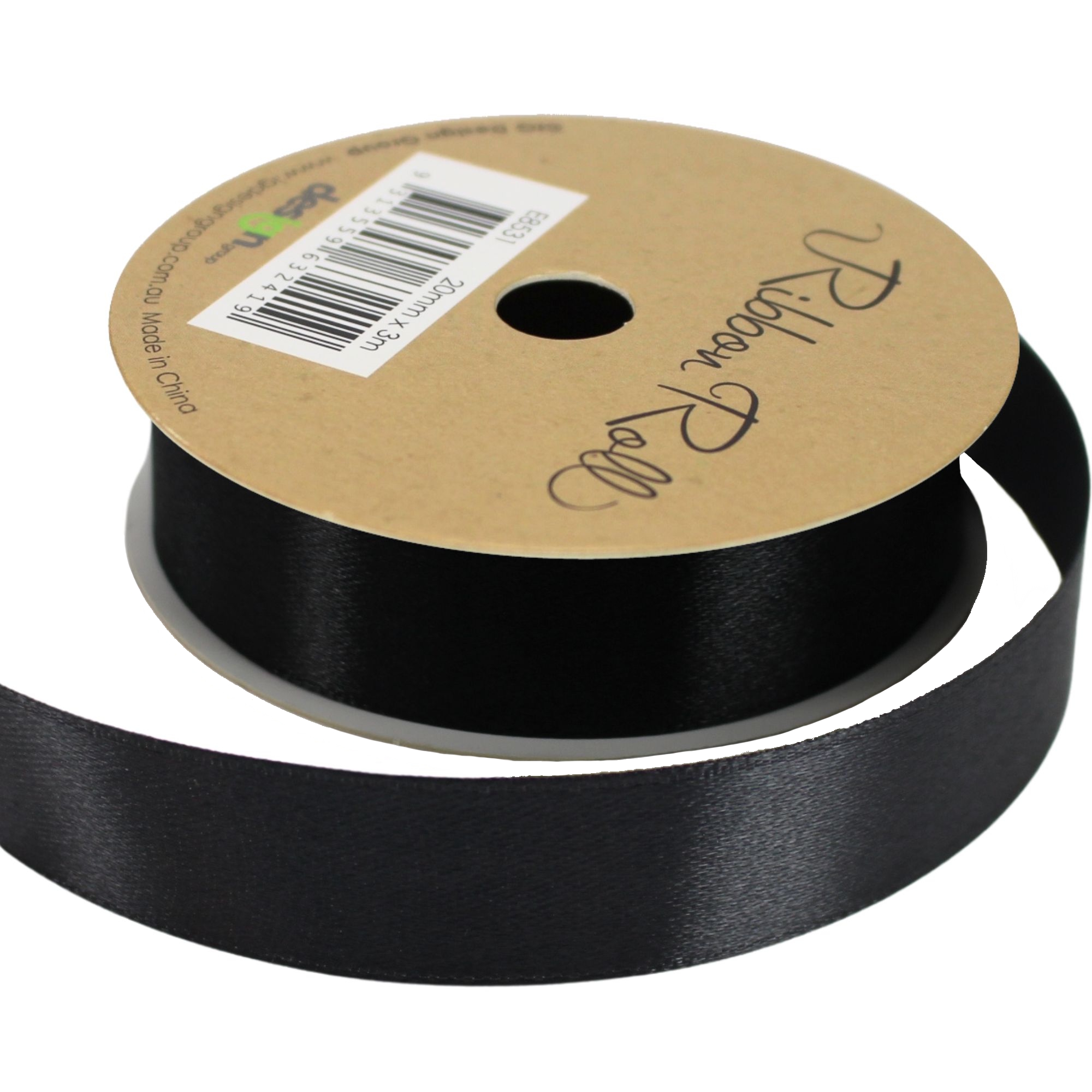 Rool Ribon Black Satin Ribbon Roll (20mm x 3m) - Discount Party Supplies
