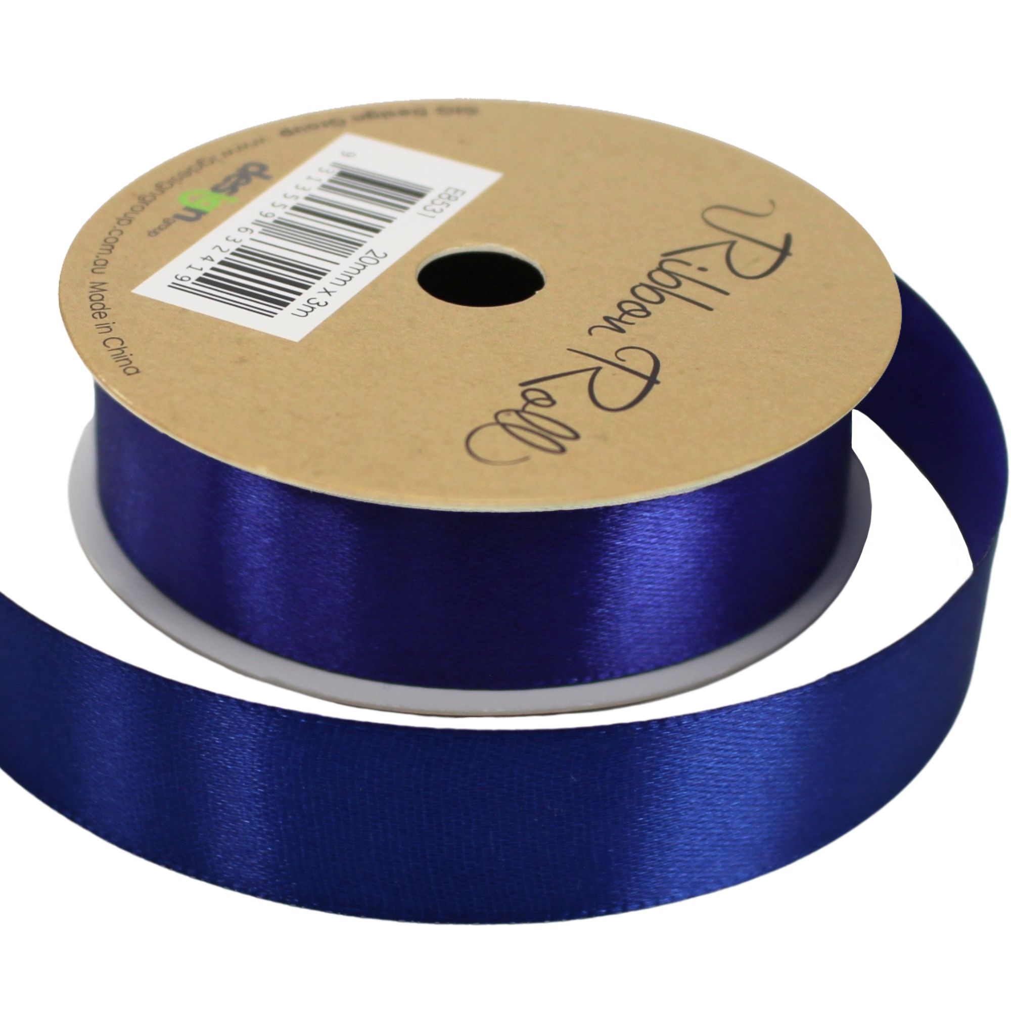 Navy Blue Satin Ribbon Roll (20mm x 3m) - Discount Party Supplies