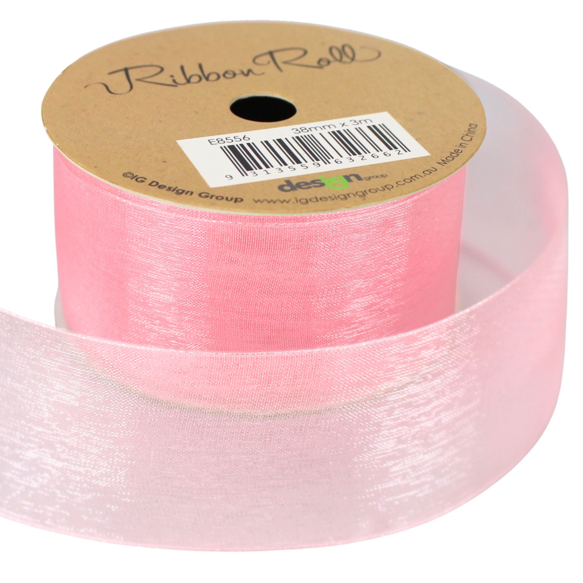 Light Pink Organza Ribbon Roll (38mm x 4m) - Discount Party Supplies