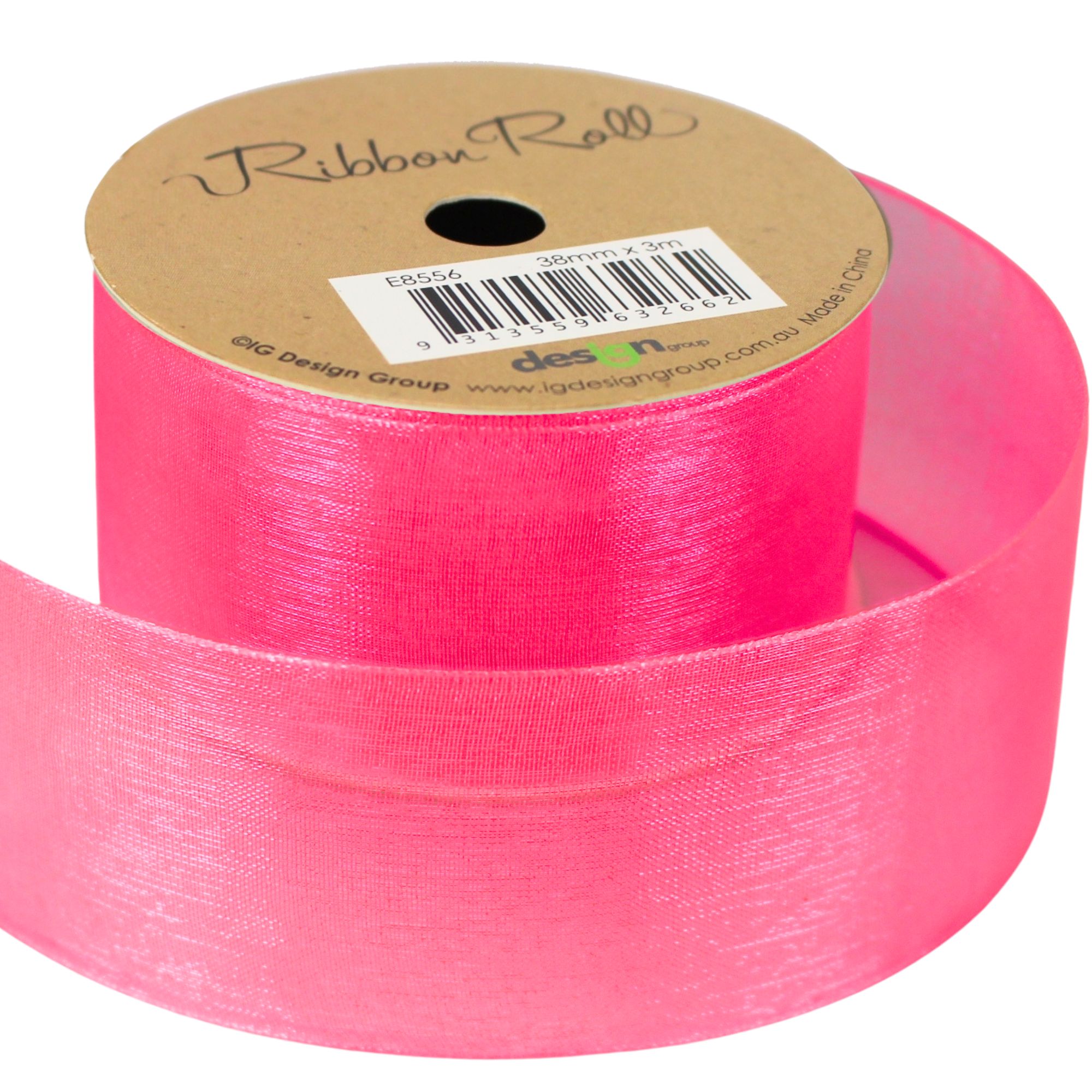 UV Neon Pink Organza Ribbon Roll (38mm x 4m) - Discount Party Supplies