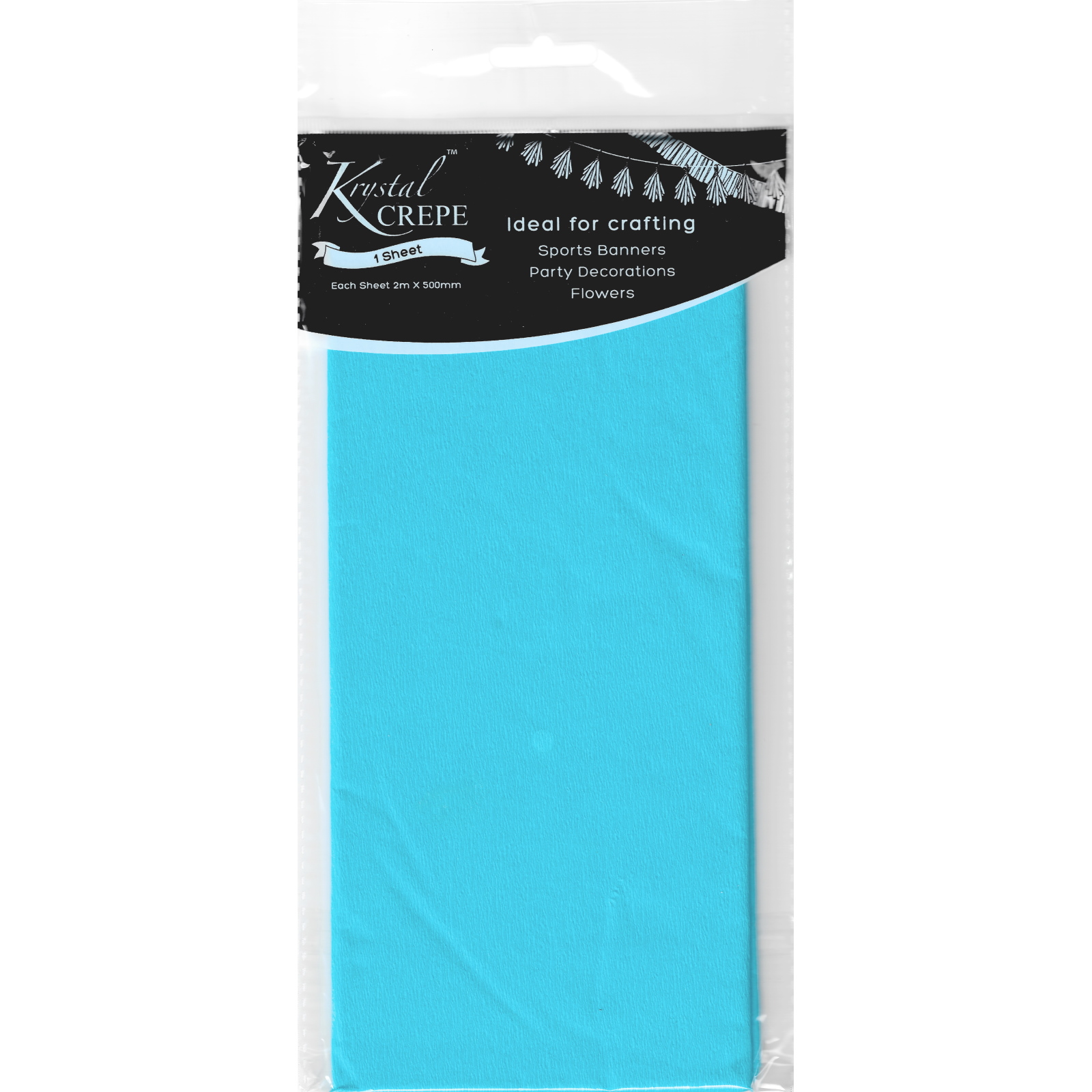 Krystal Azure Blue Crepe Paper (1 Sheet) 