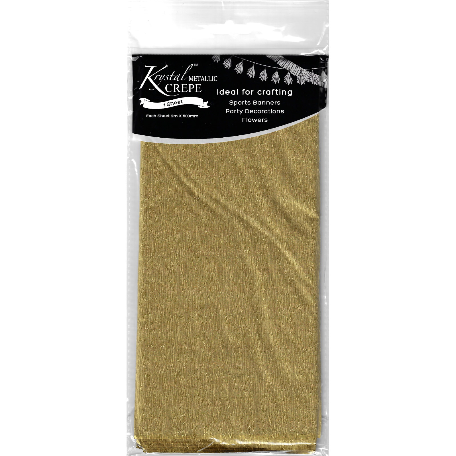 Krystal Gold Metallic Crepe Paper (1 Sheet) 