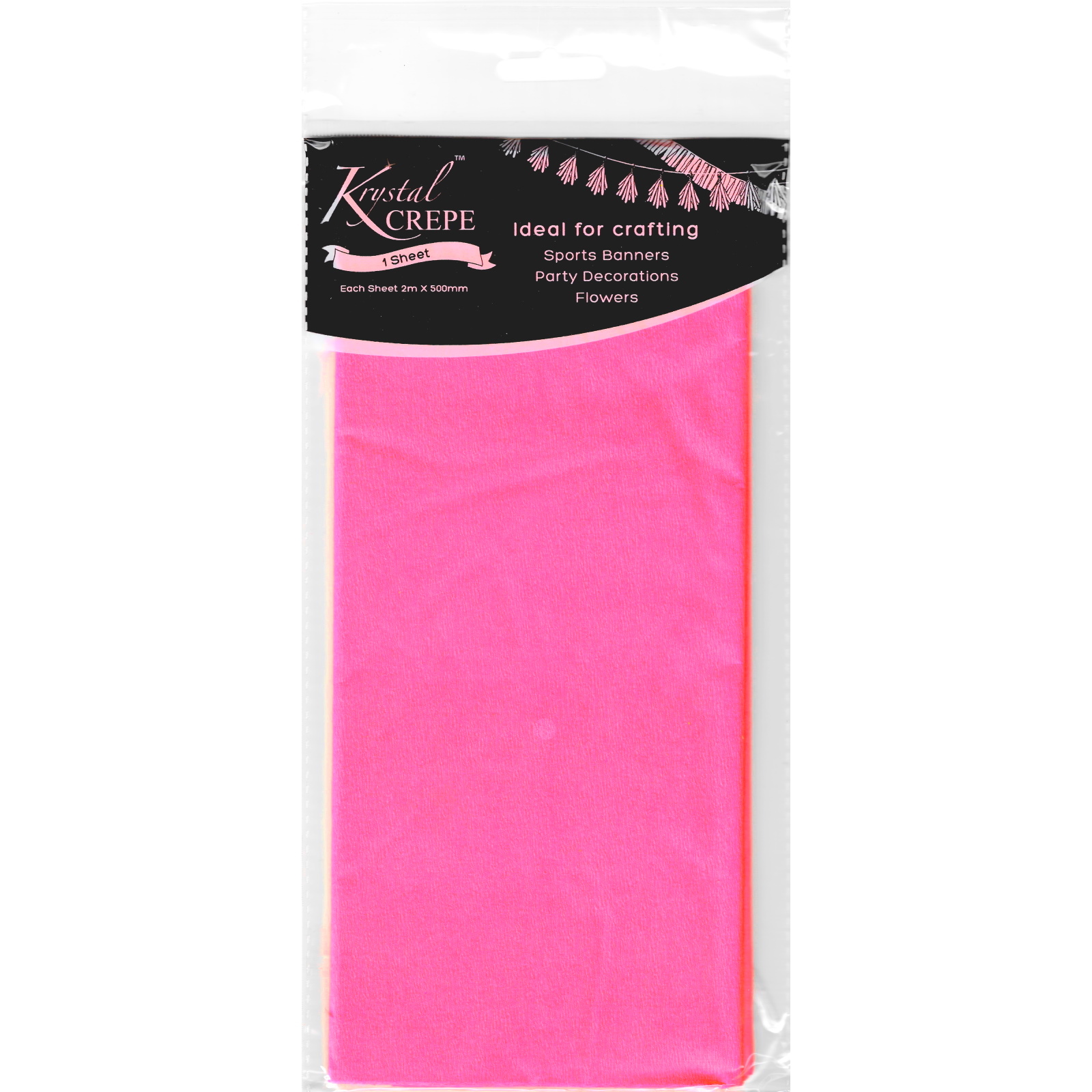 Krystal Hot Pink Crepe Paper (1 Sheet)