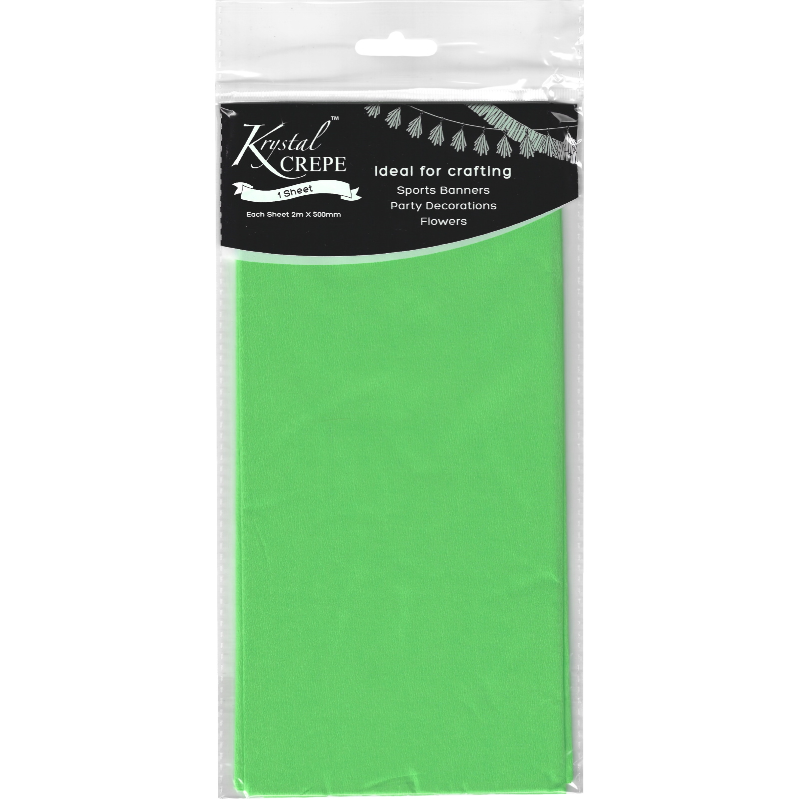 Krystal Lime Green Crepe Paper (1 Sheet)