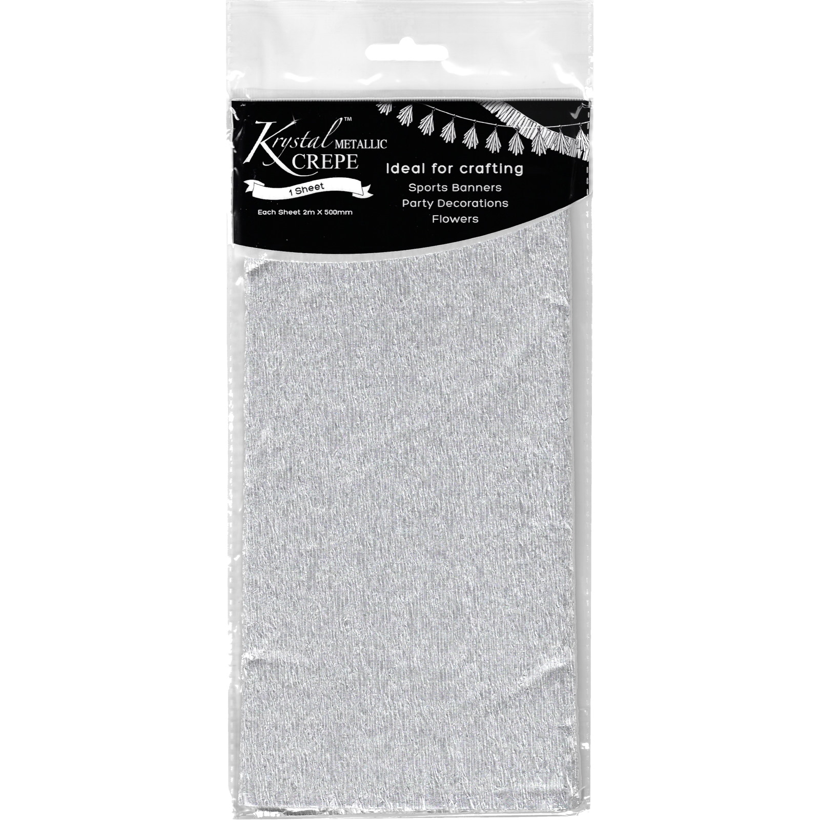 Krystal Silver Metallic Crepe Paper (1 Sheet) 
