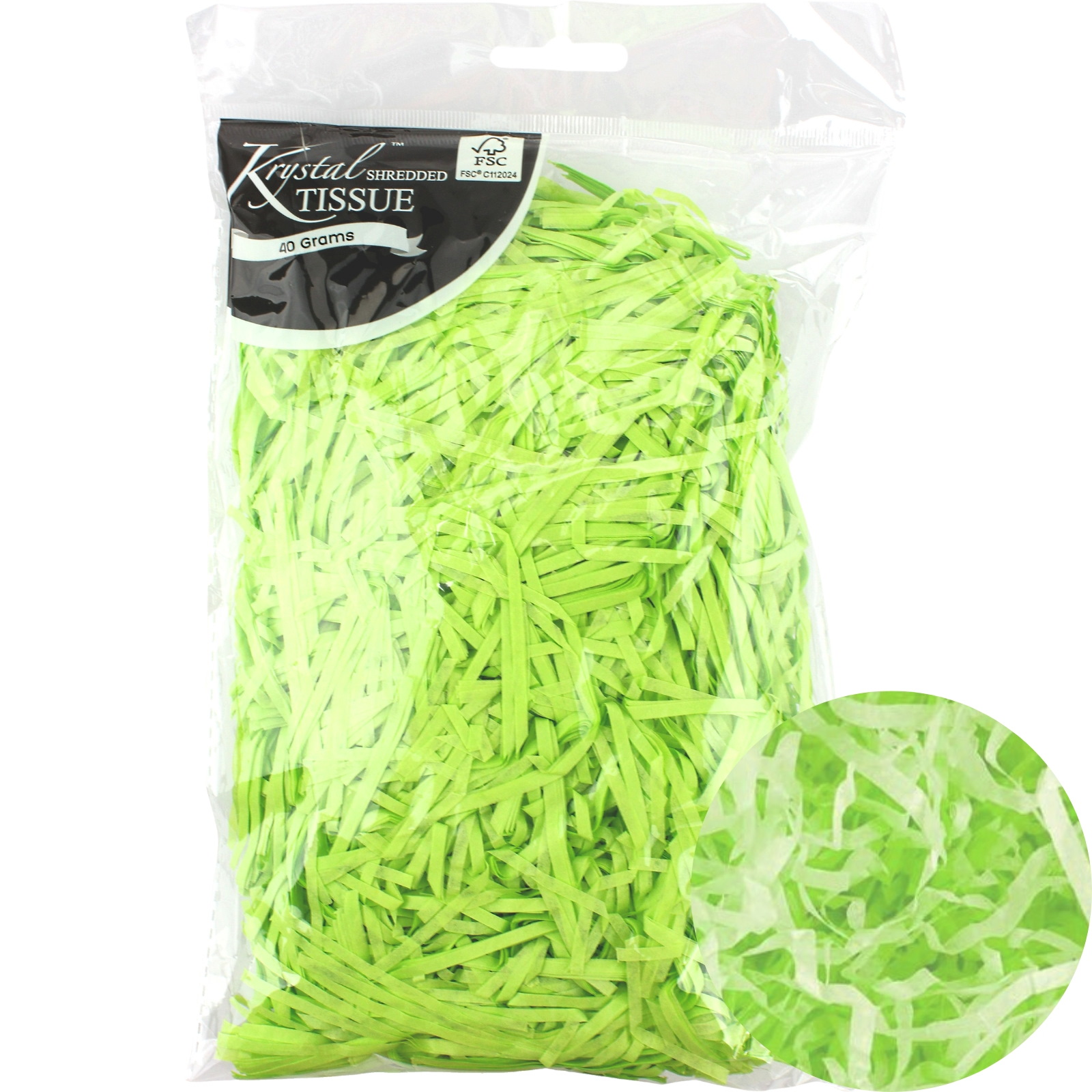 Lime Green Shredded Tissue Paper (40g Bag) 
