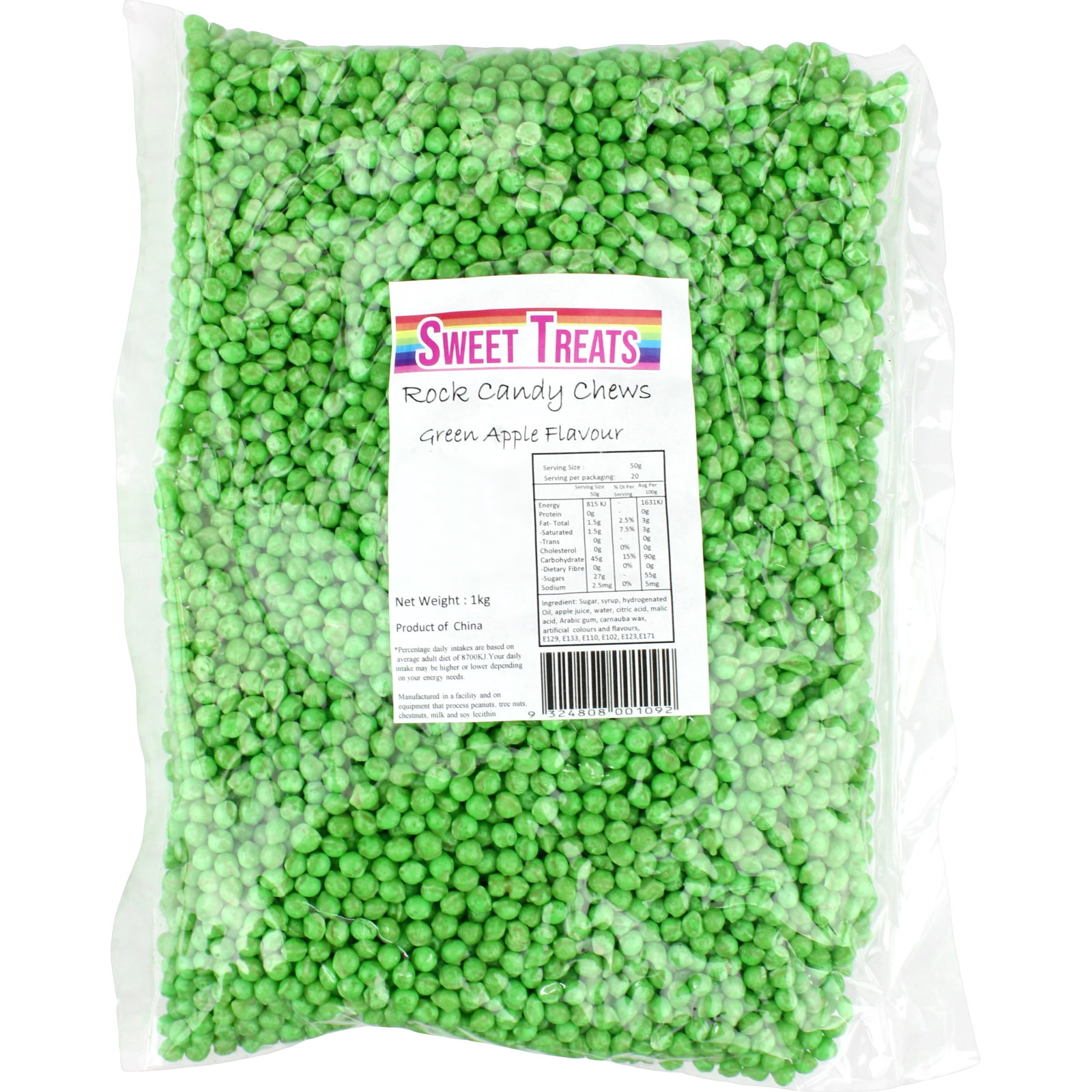 Green Rock Candy Chews (1kg Bag) 