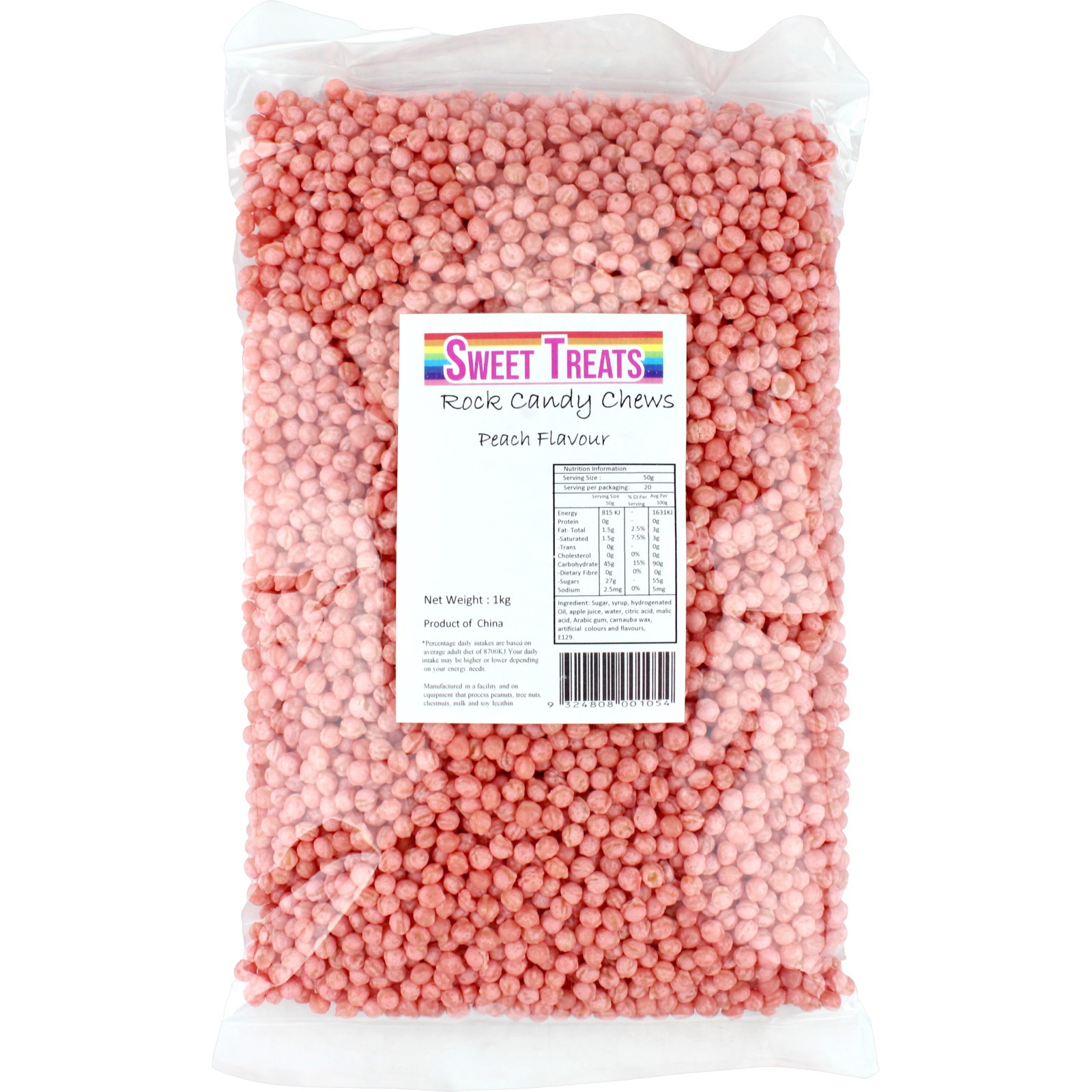 Coral Pink Rock Candy Chews (1kg Bag) 