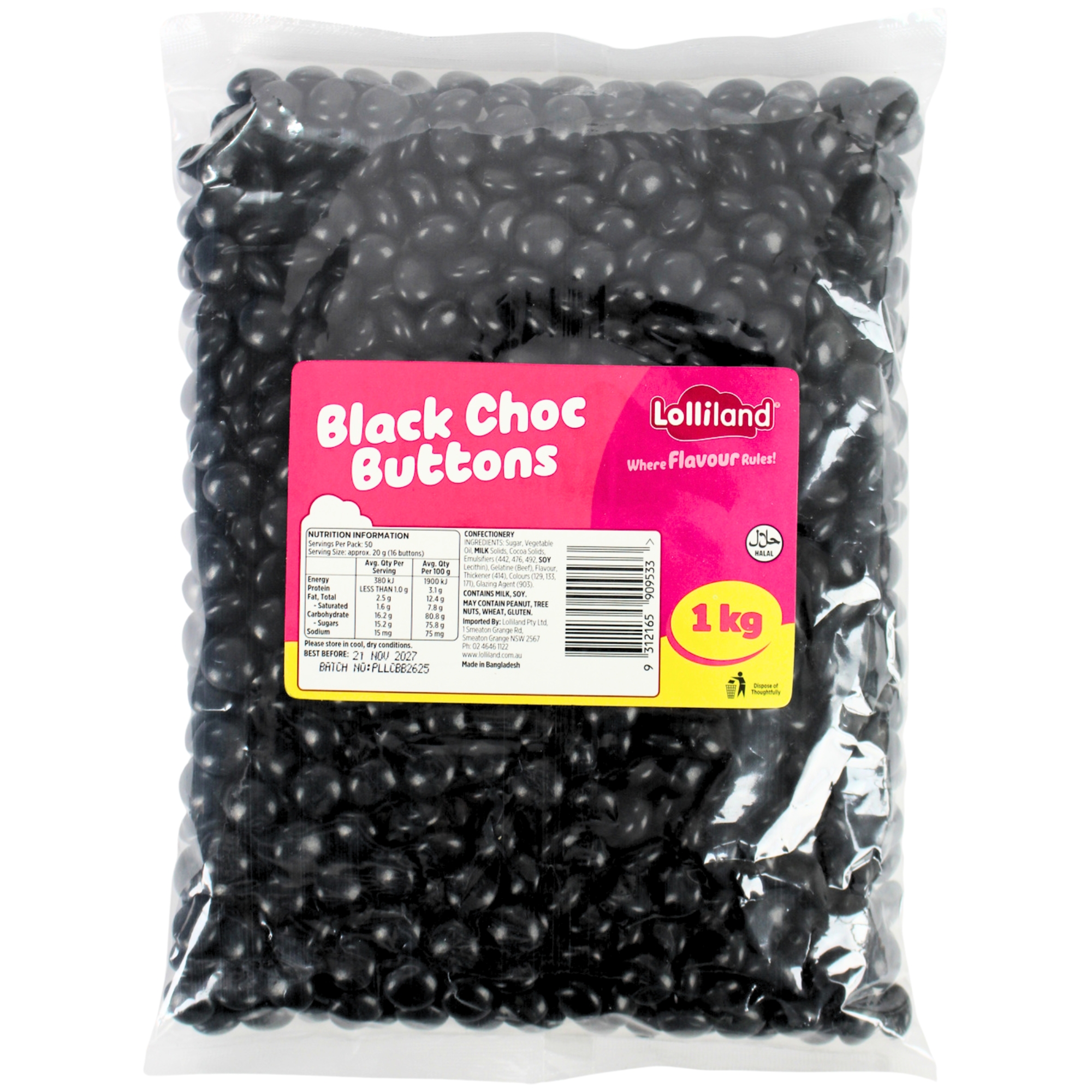 Black Choc Buttons (1kg) 