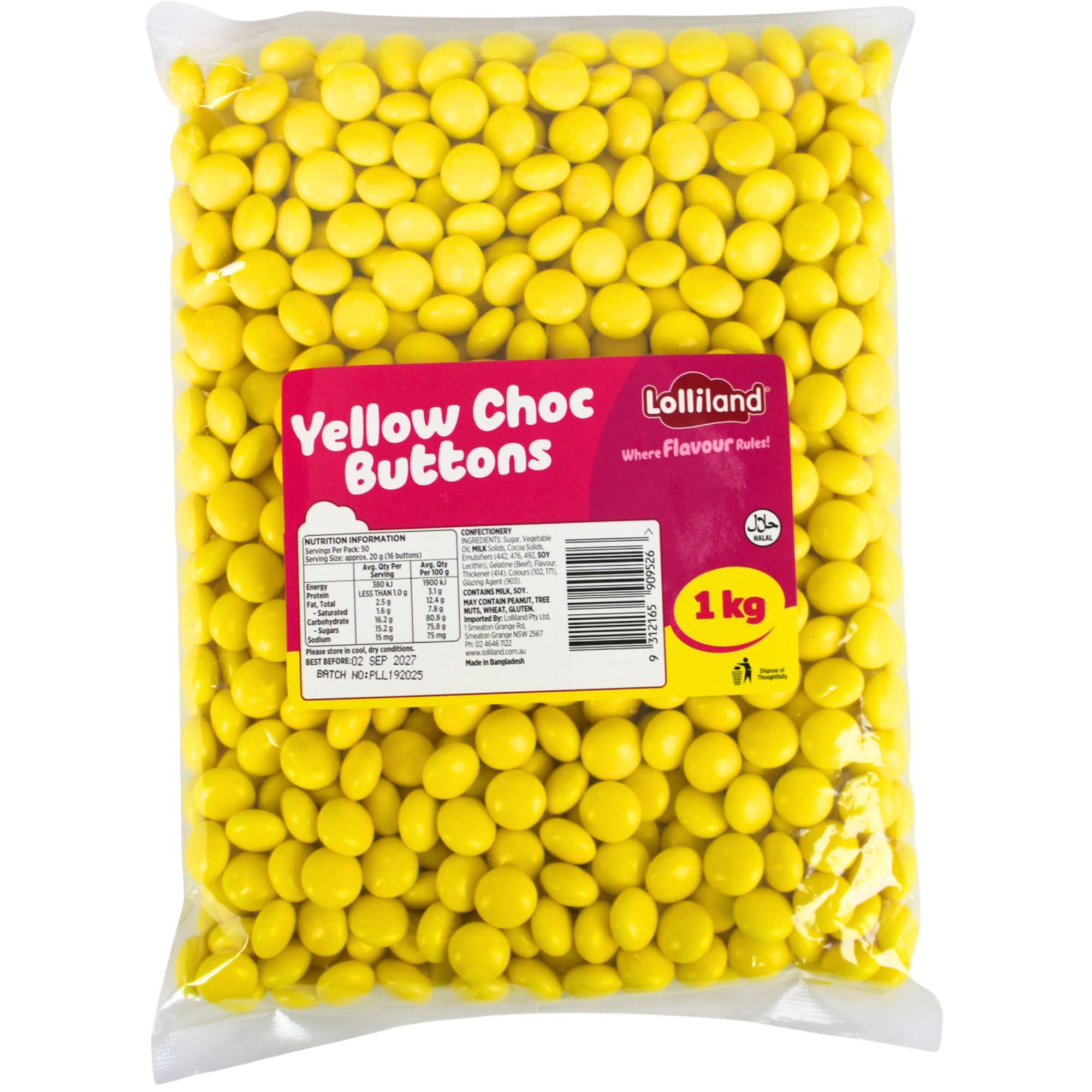 Yellow Choc Buttons (1kg) 