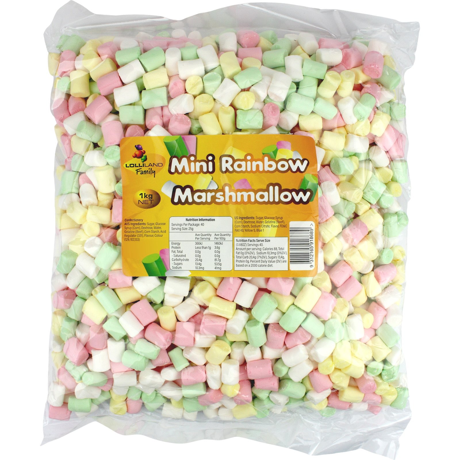 Rainbow Mini Marshmallows (1kg Bag)