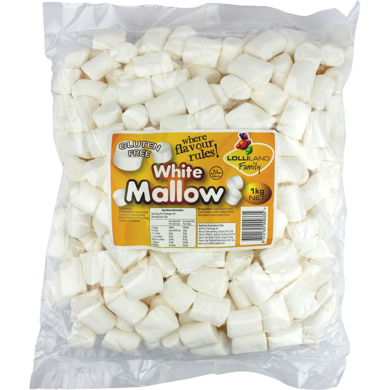 White Marshmallow Logs (1kg Bag)