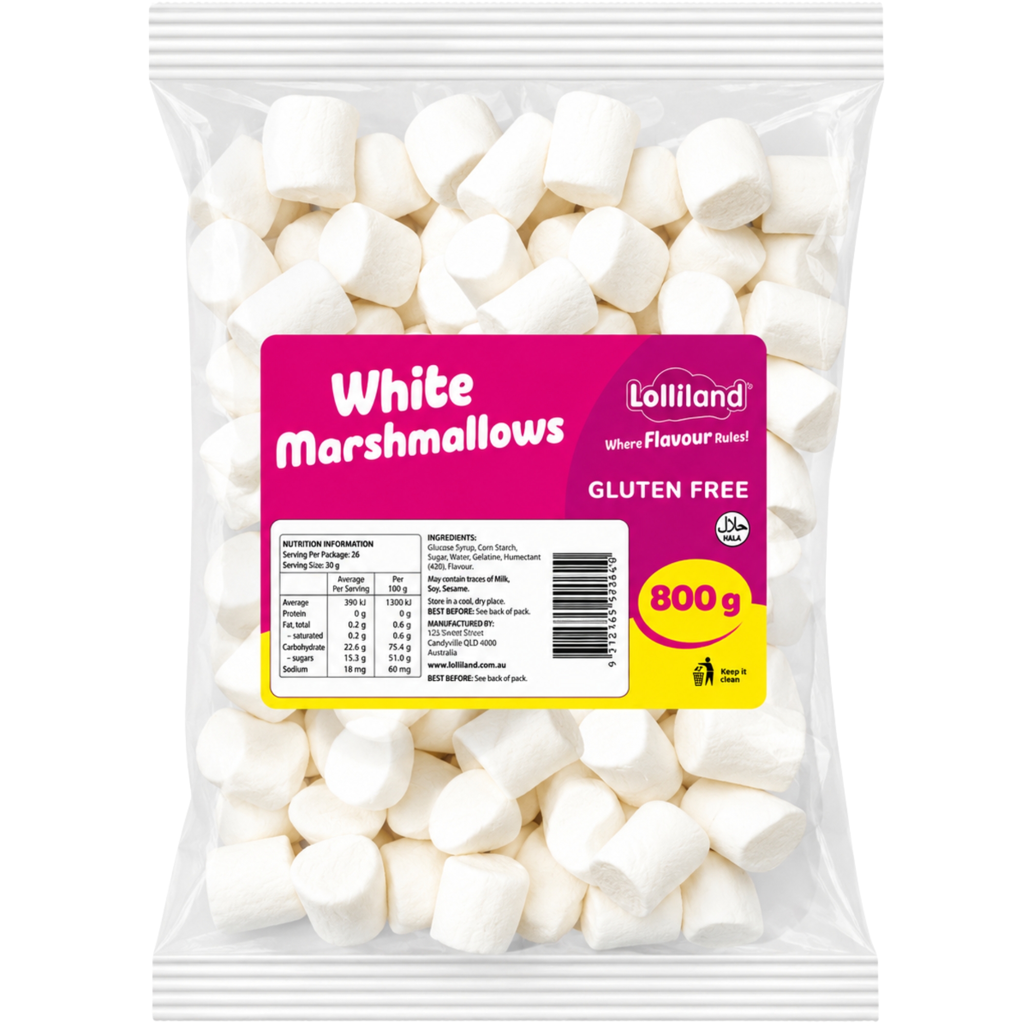 White Marshmallow Logs (800g Bag)