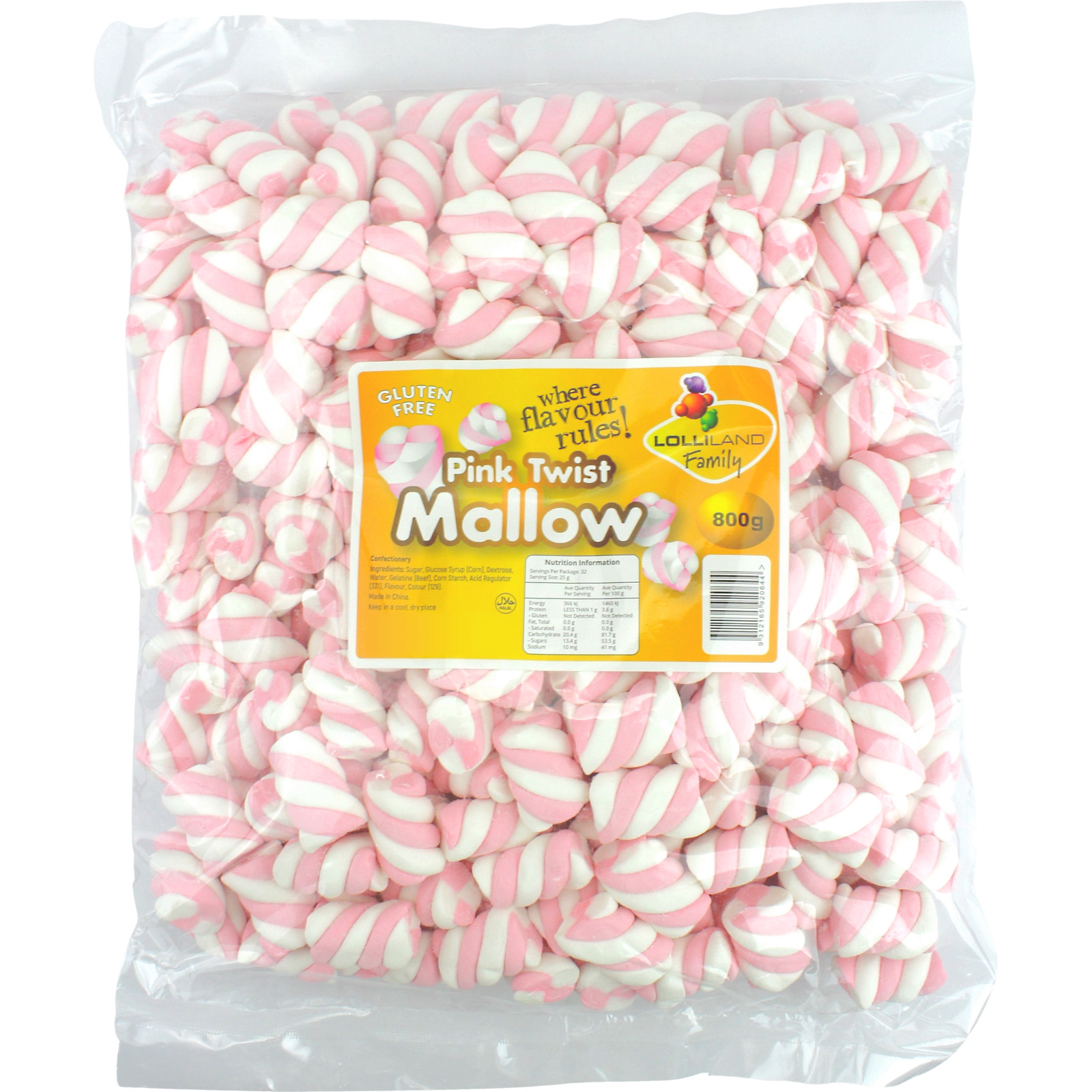 Pink Twist Mallow (800g Bag) 