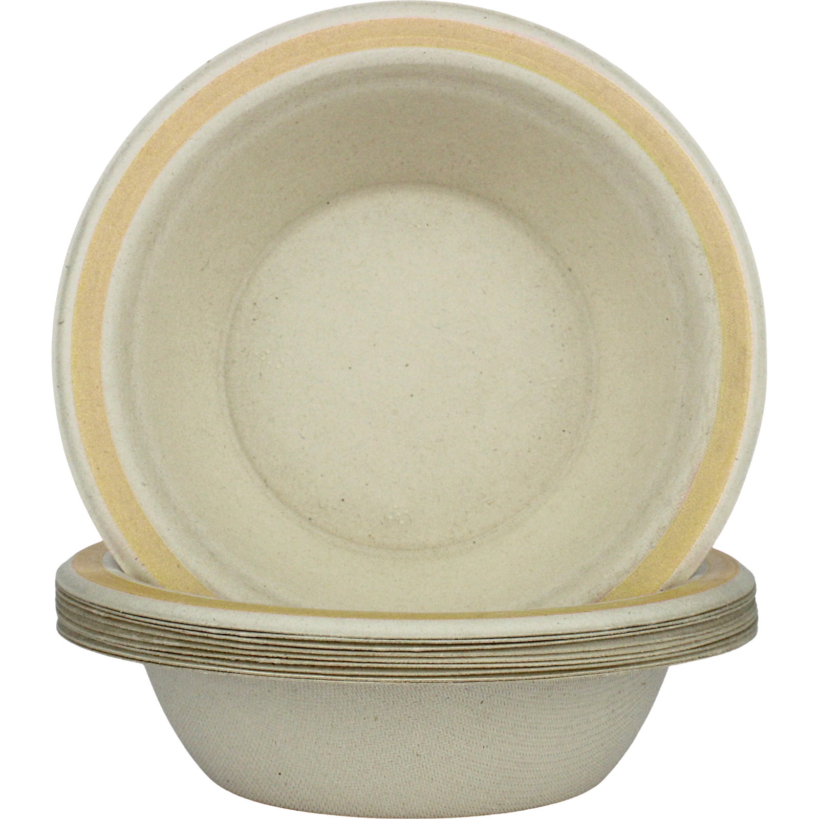 Gold Rim Sugar Cane Bowls (Pack of 10)