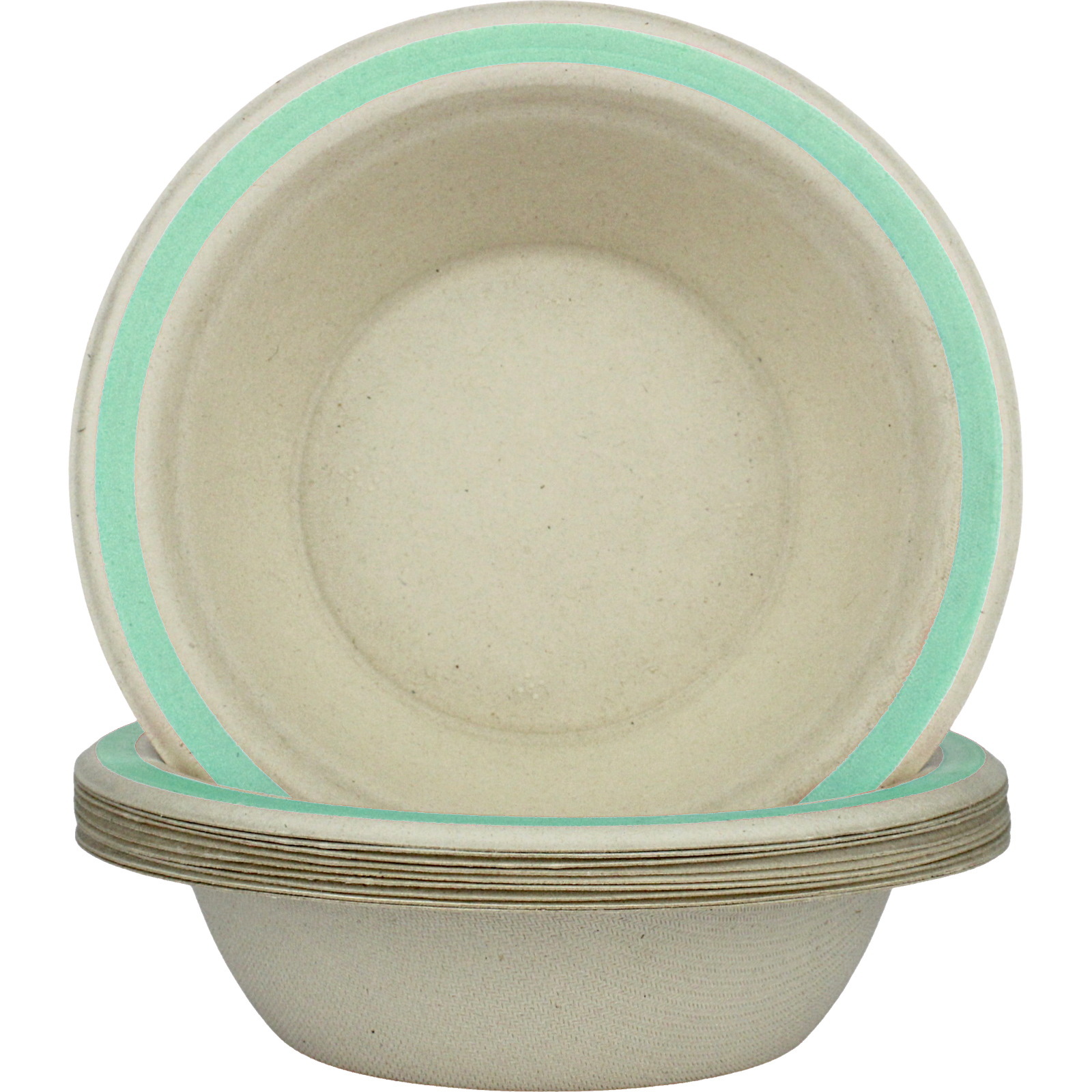 Mint Rim Sugar Cane Bowls (Pack of 10)