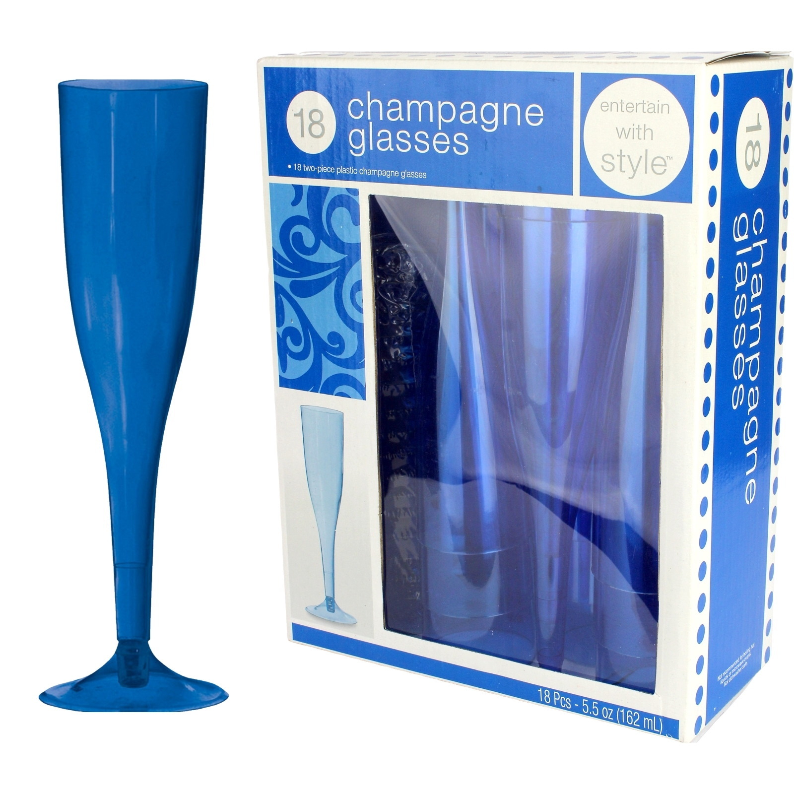 Blue plastic champagne deals flutes