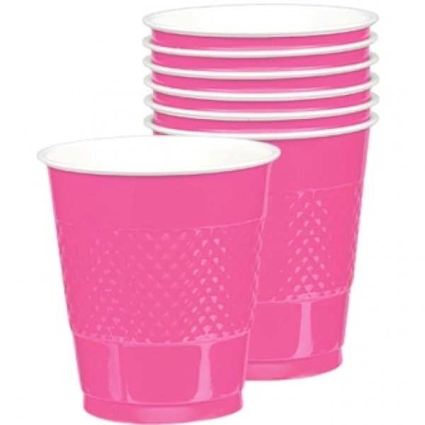 Hot Pink Plastic Cups (Pack of 20)