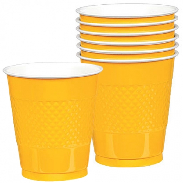Yellow Plastic Cups (Pack of 20)