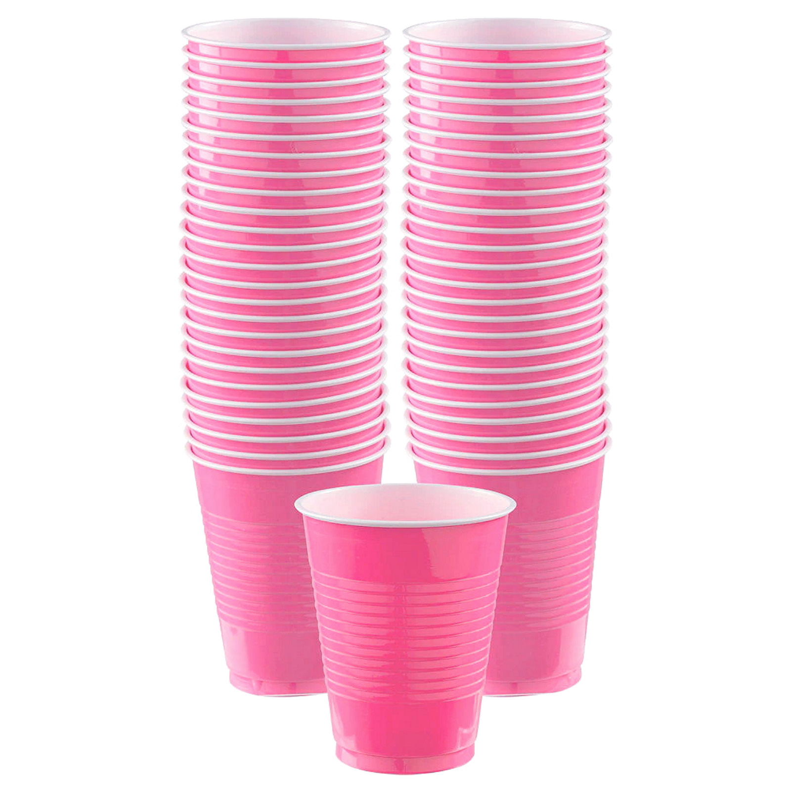 Bright Pink Plastic Cups Big Party Pack (Pack of 50)