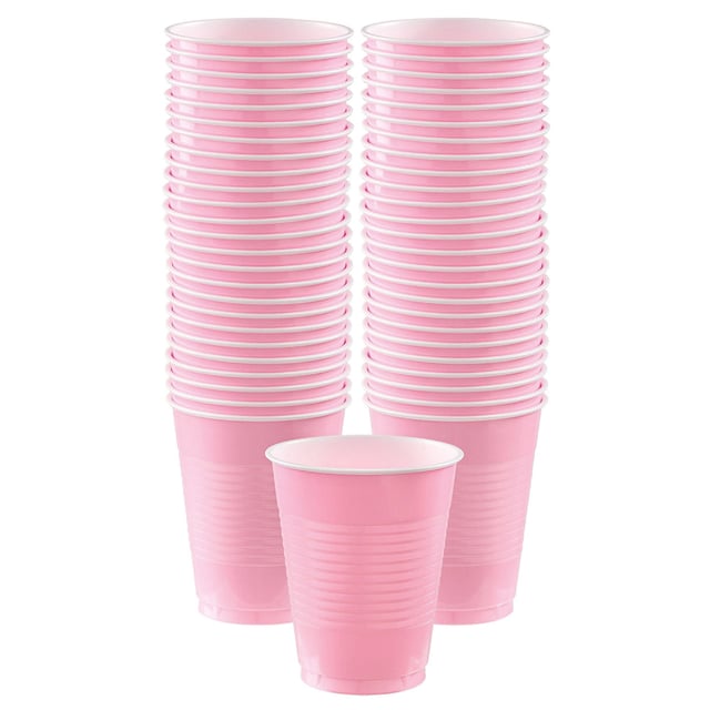 50 Light Pink Plastic Cups, 16 Oz Disposable Cups, Drinking - View #7