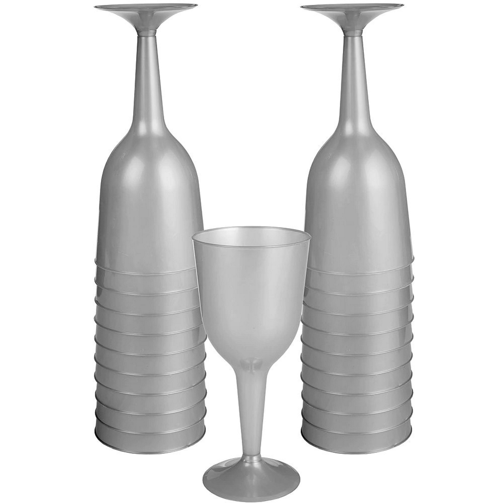Silver Plastic Wine Glasses (Pack of 20)