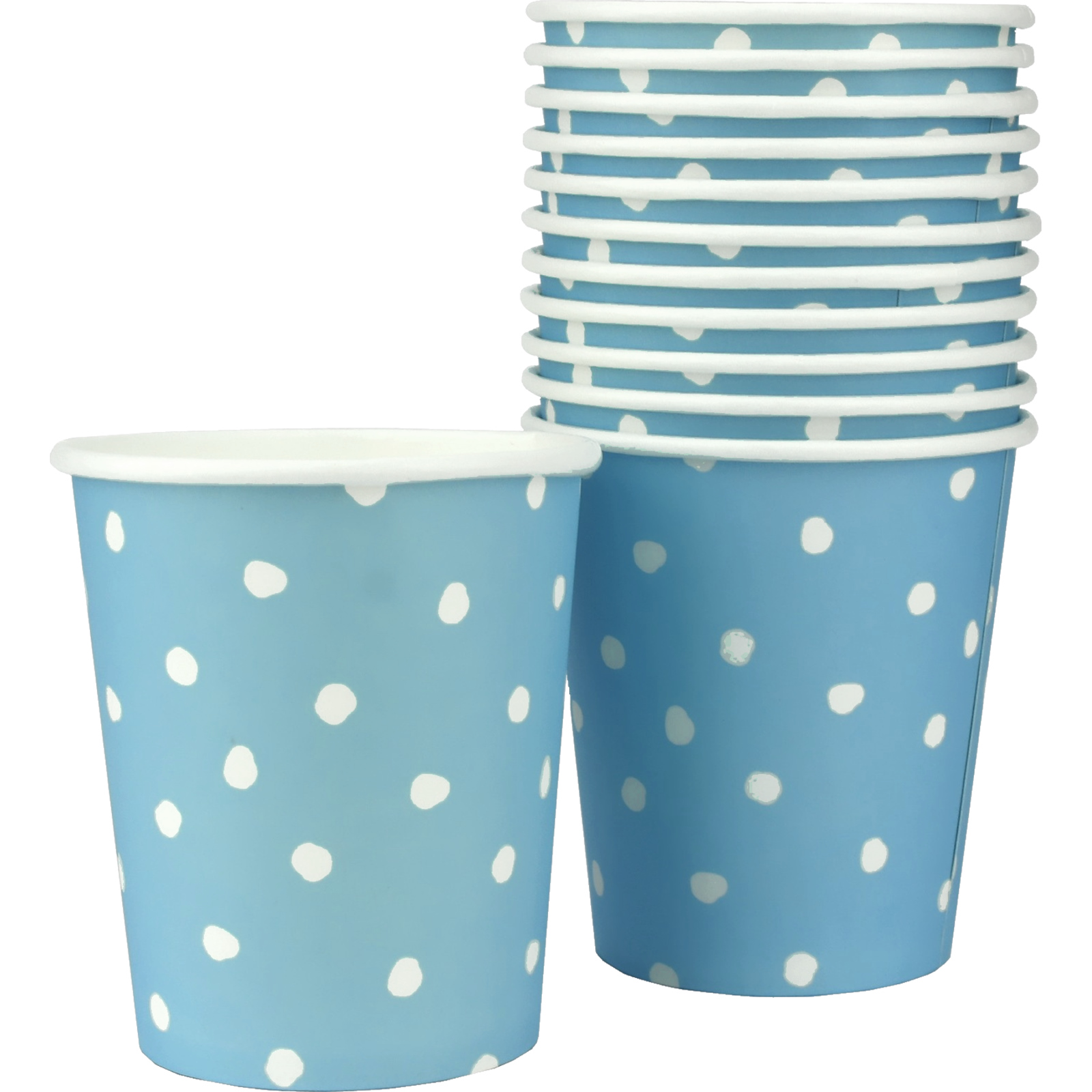 Elegant Light Blue and White Dot Paper Cups (Pack of 12)