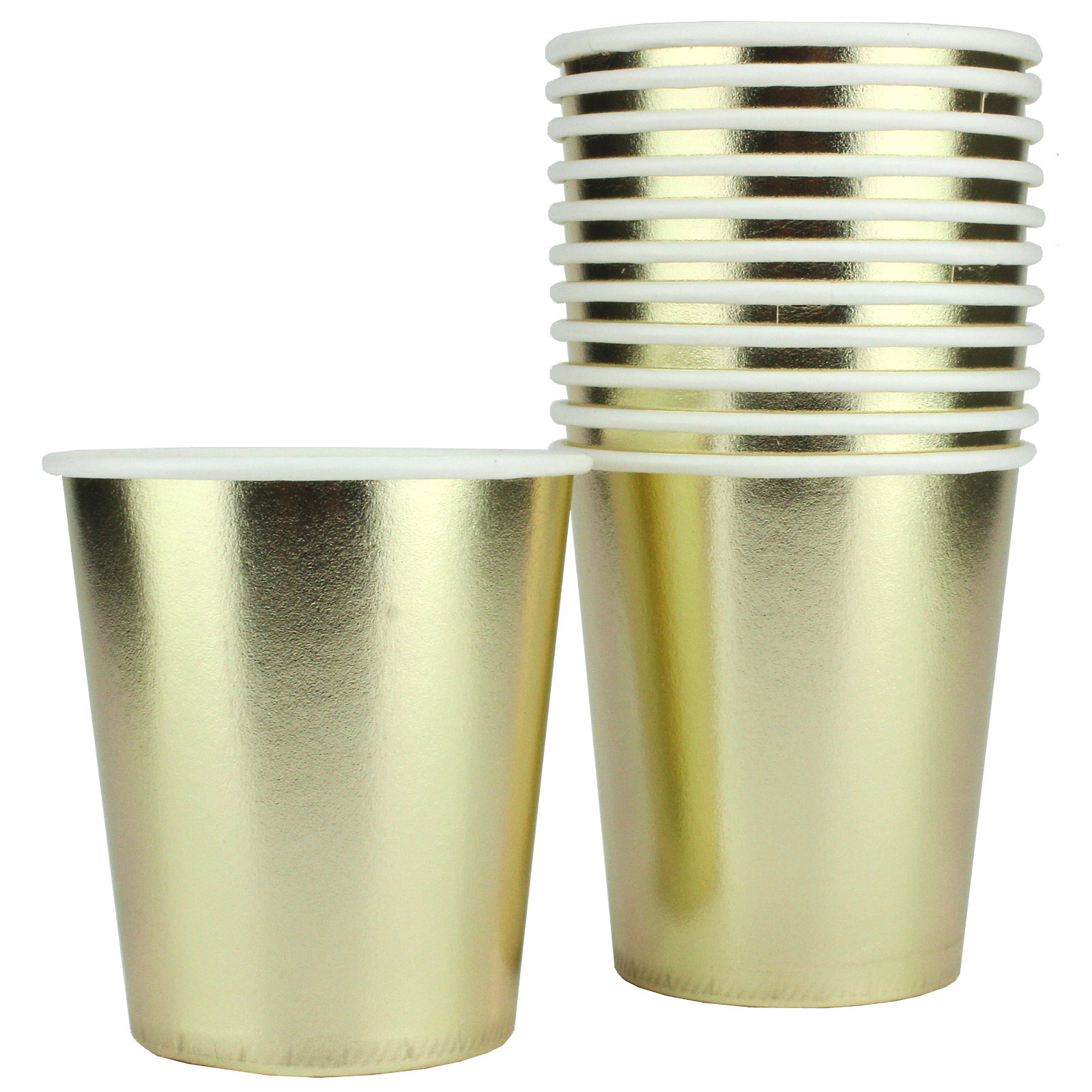 Gold Foil Paper Cups 200ml (Pack of 12)