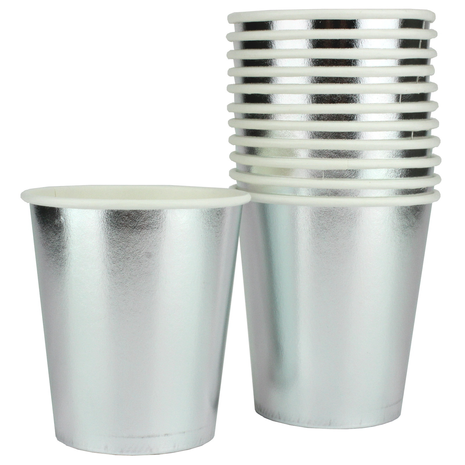 Silver Foil Paper Cups 200ml (Pack of 12)