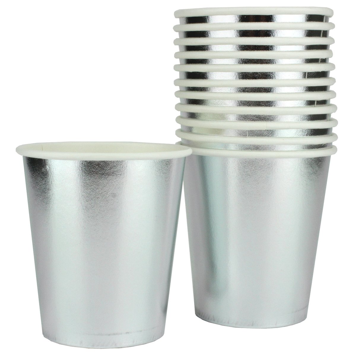 Silver Foil Paper Cups 200ml (Pack of 12) | Silver Party Supplies ...